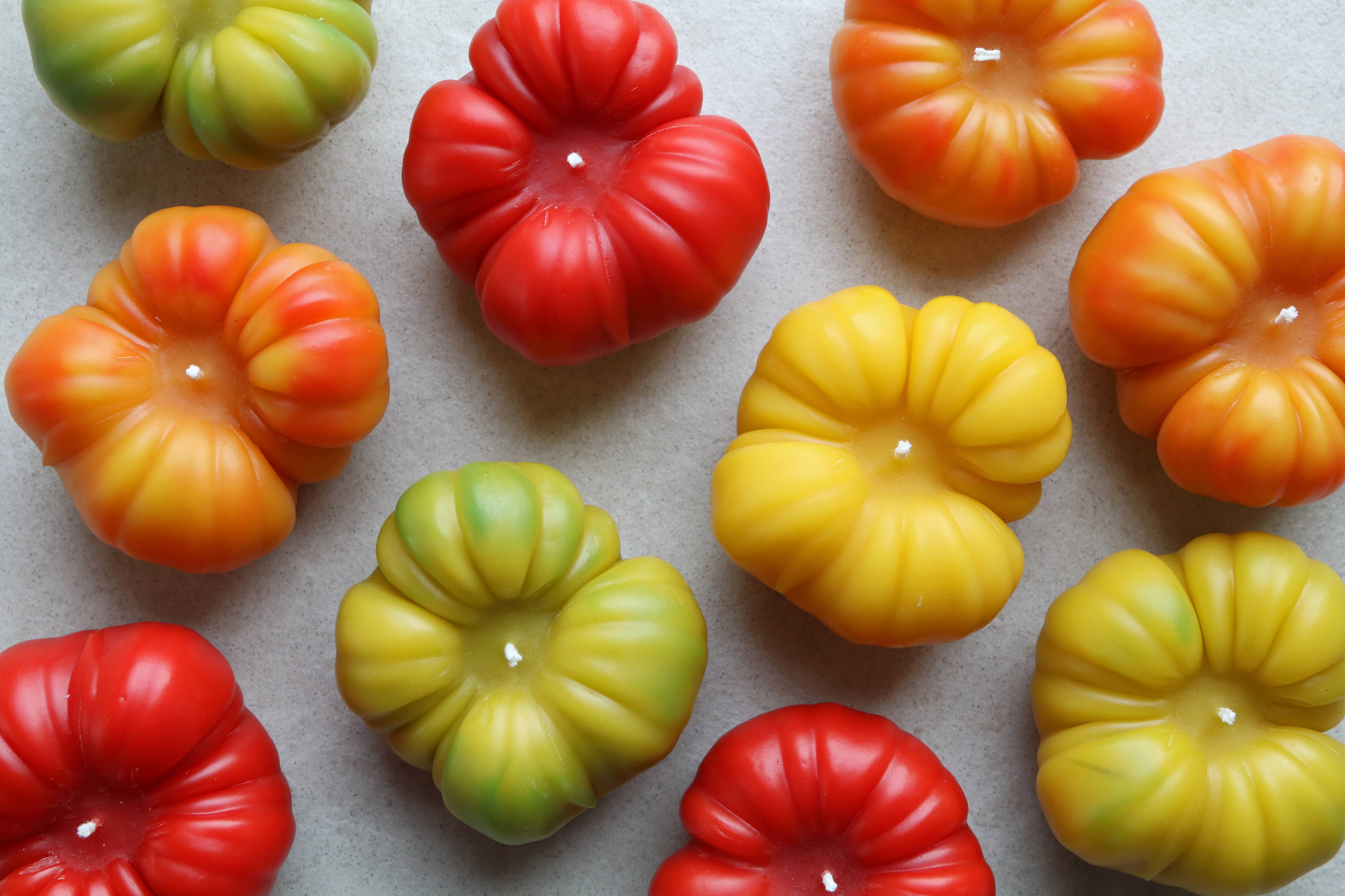 Small Heirloom Tomato Beeswax Candle - Orange
