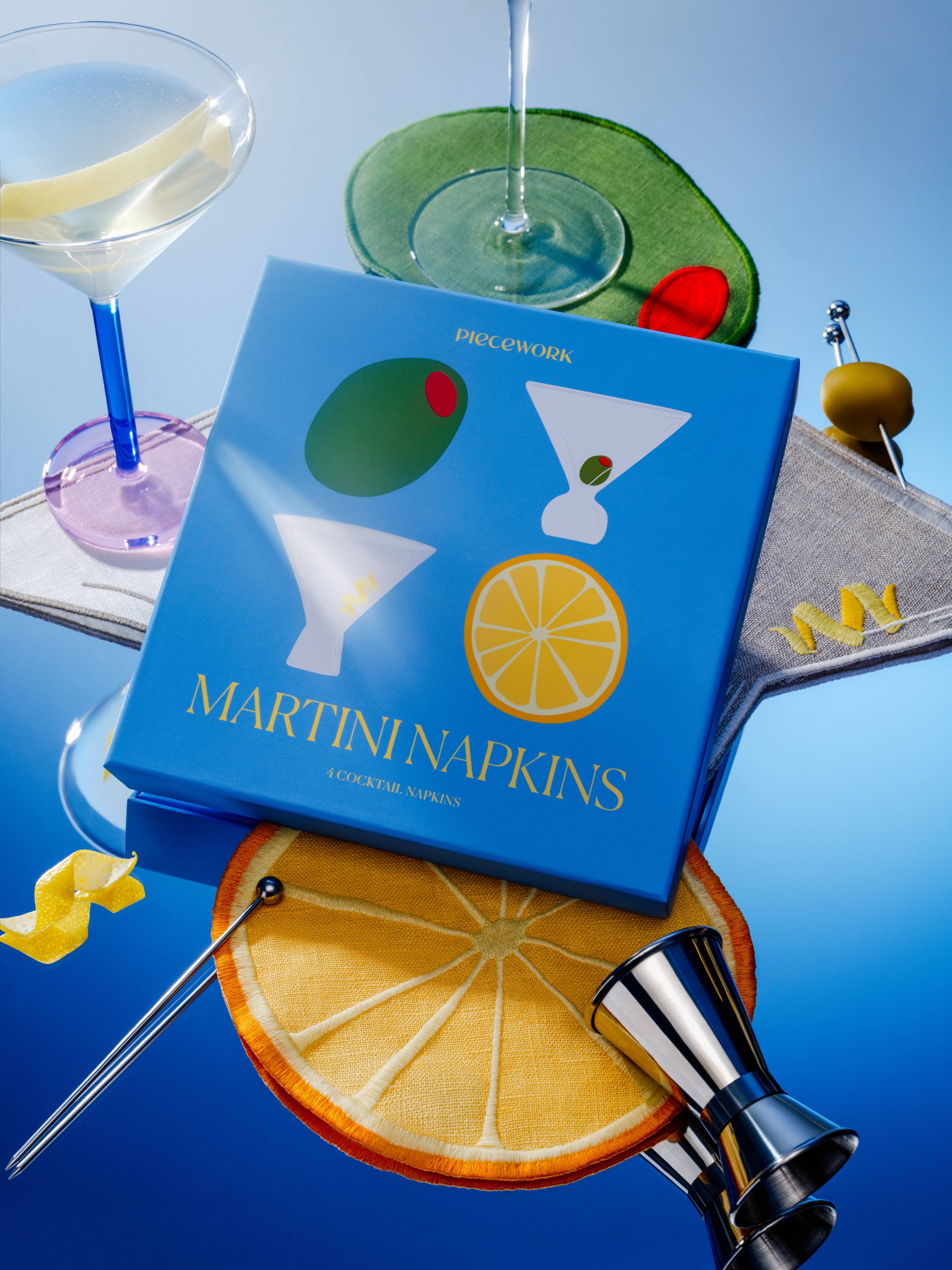 Piecework - ✨Back In Stock✨Martini Cocktail Napkins - Set Of 4