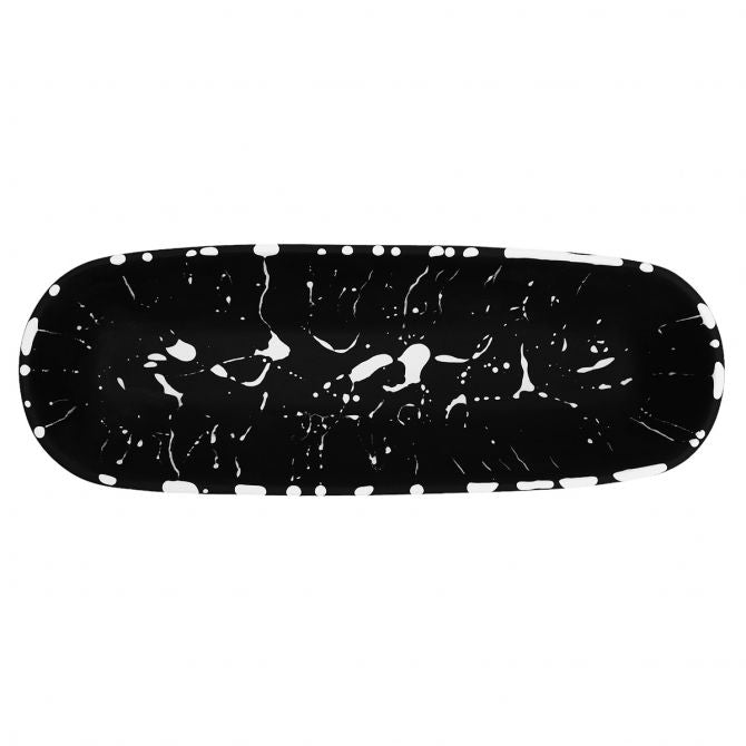 Large Boat Bowl - Solid Black with White Splatter