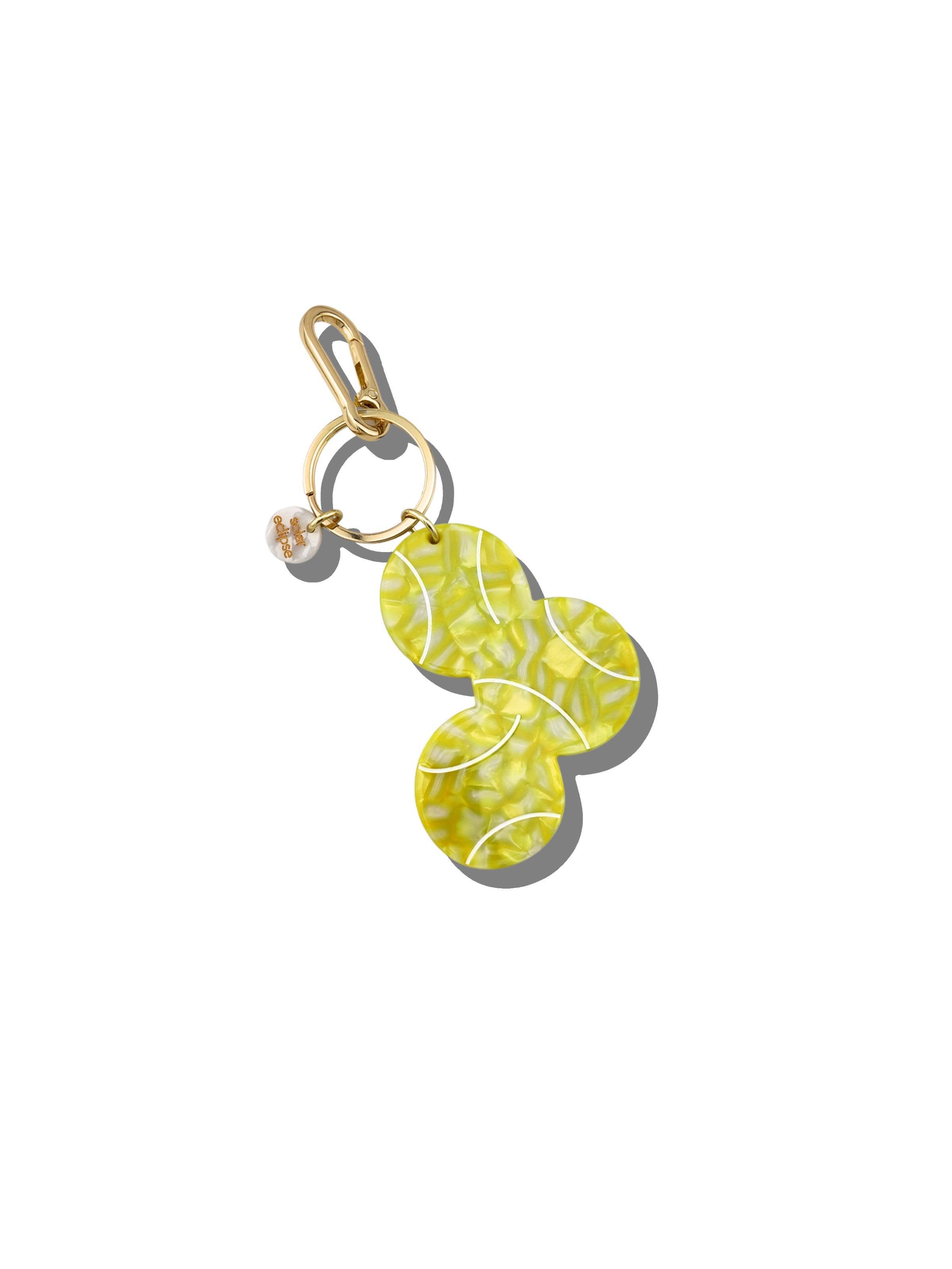 Solar Eclipse - Hand-painted Tennis Ball Bag Charm + Keychain | Eco-Friendly