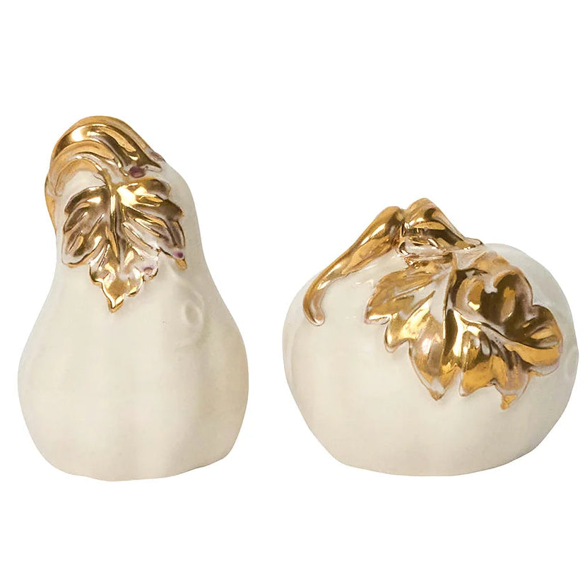 Forest Walk Pumpkin Salt & Pepper Shakers - Gold