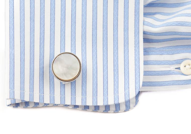 Cuff-Daddy - Classic Tuxedo Cufflinks Studs with Mother of Pearl Silver