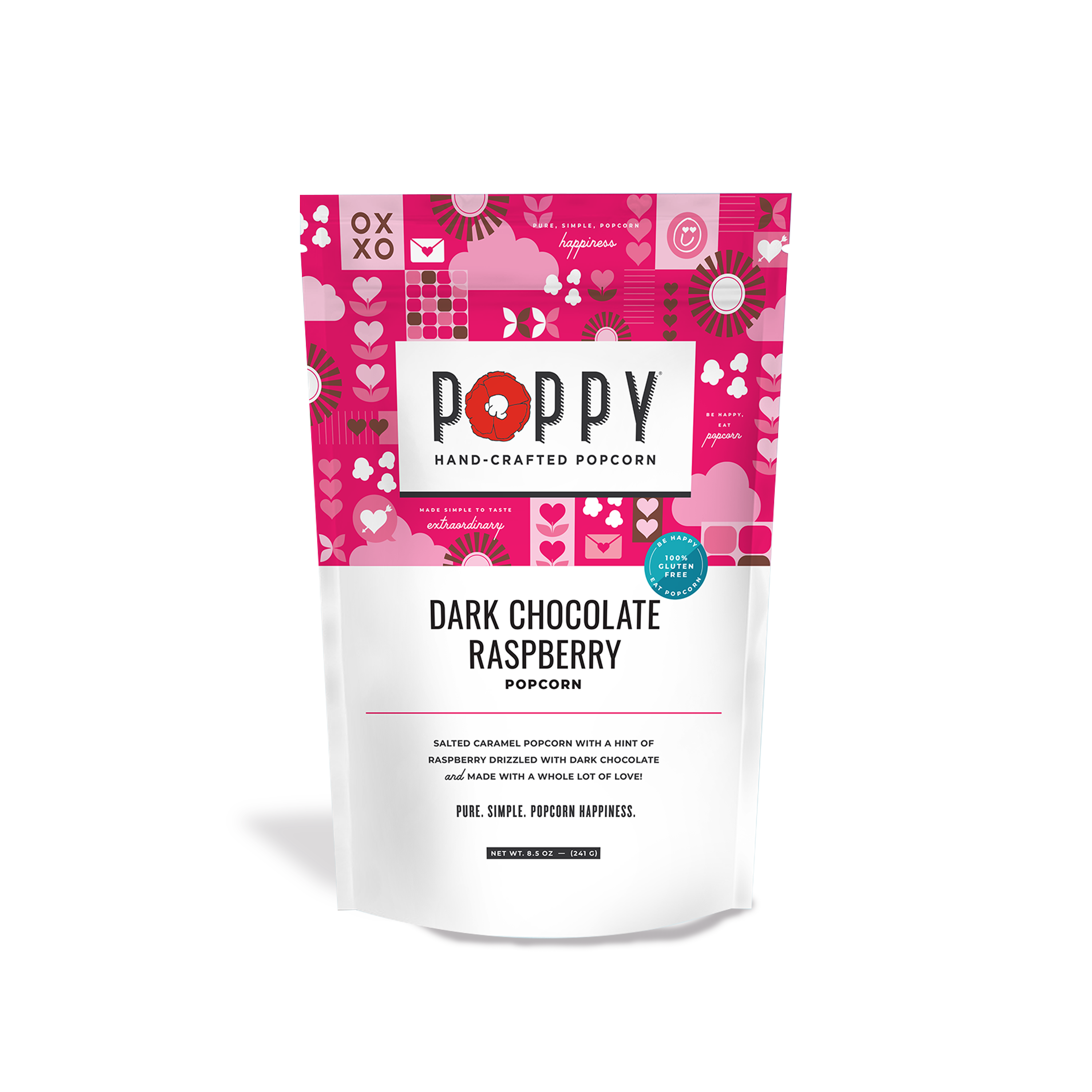 Poppy Hand-Crafted Popcorn - Dark Chocolate Raspberry Popcorn