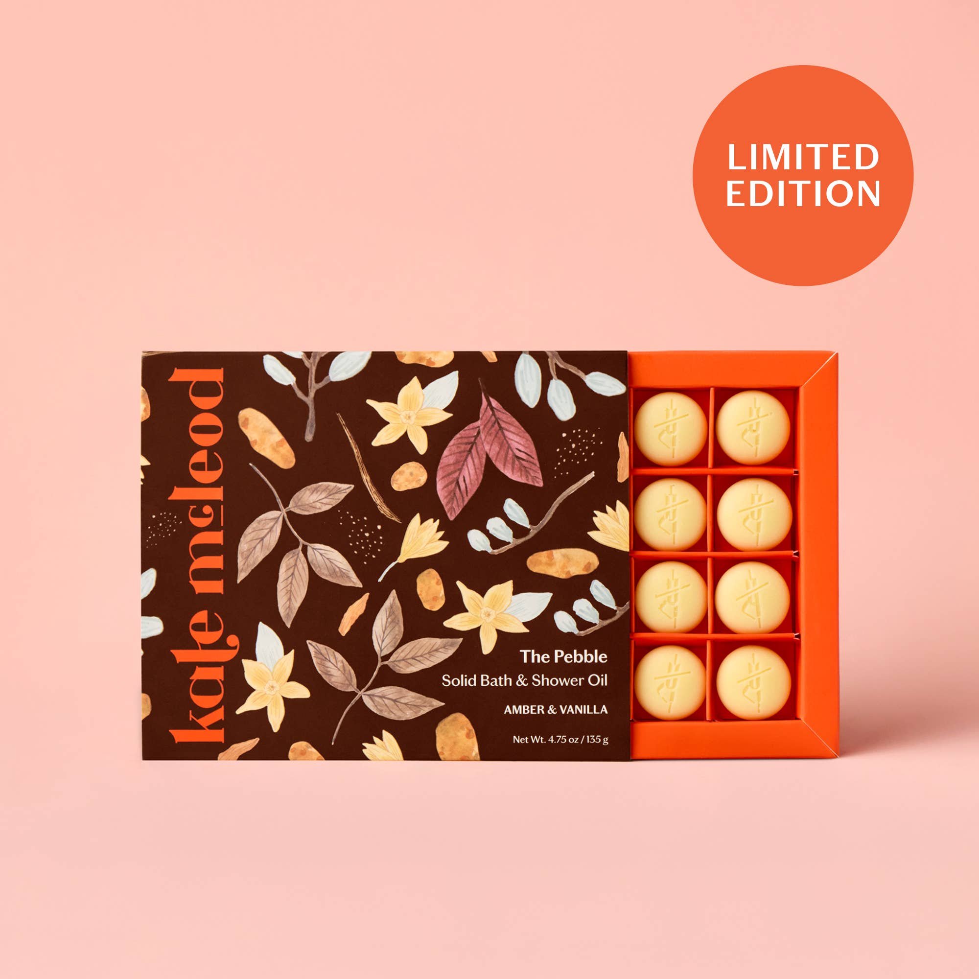 Kate McLeod - Amber & Vanilla Pebble | Deep Moisturizing Bath & Shower Oil: Tray of 20