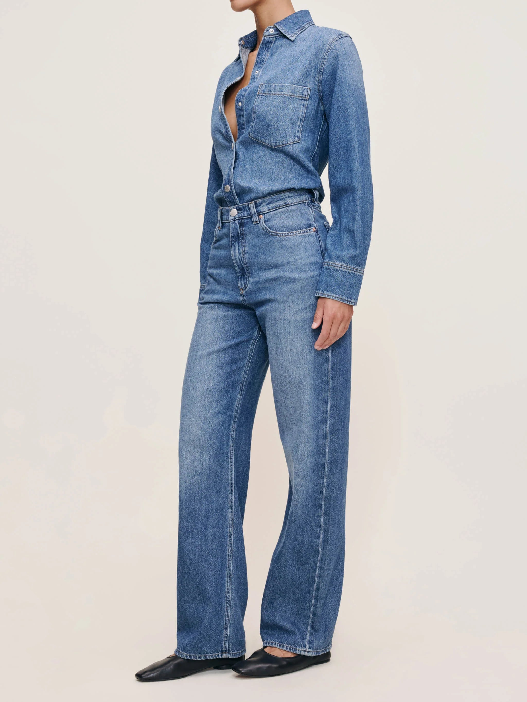 Karmine Refined Wide Leg High Rise 31" Jeans - Lapis