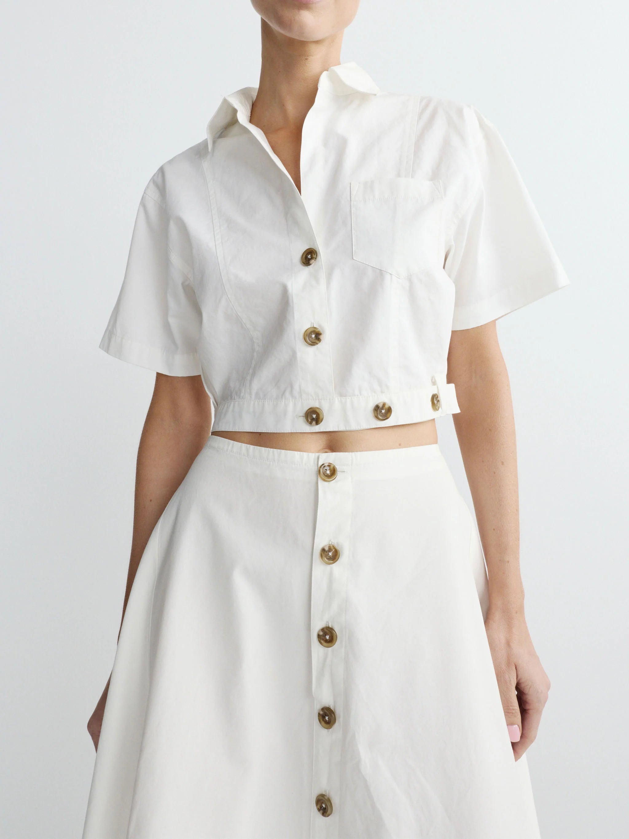 Peonie Skirt Midi - White Poplin