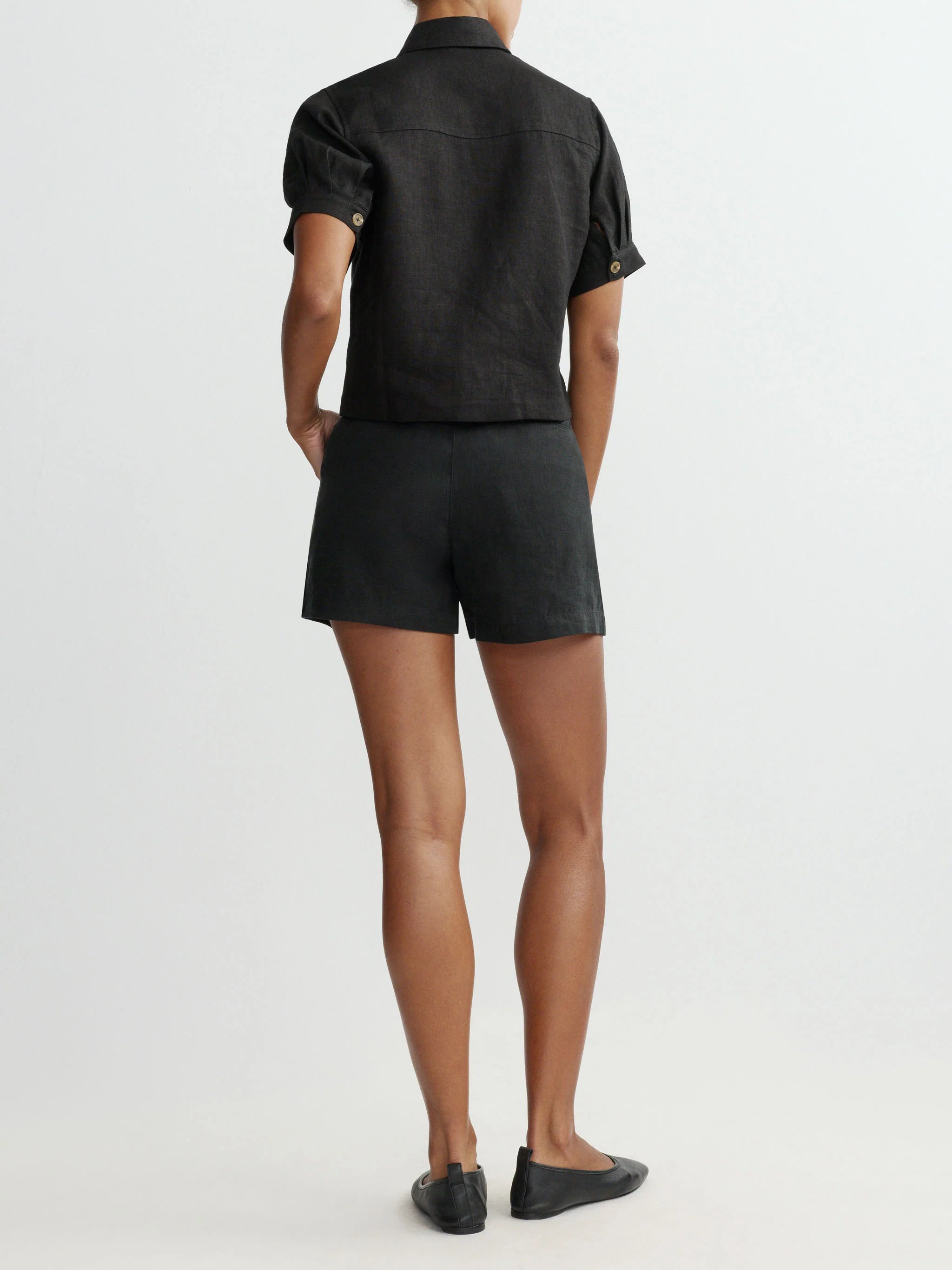 Montauk Shirt Puffed Sleeve - Black Linen