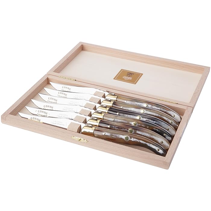 Laguiole Steak Knives Box of 6 - Light Horn