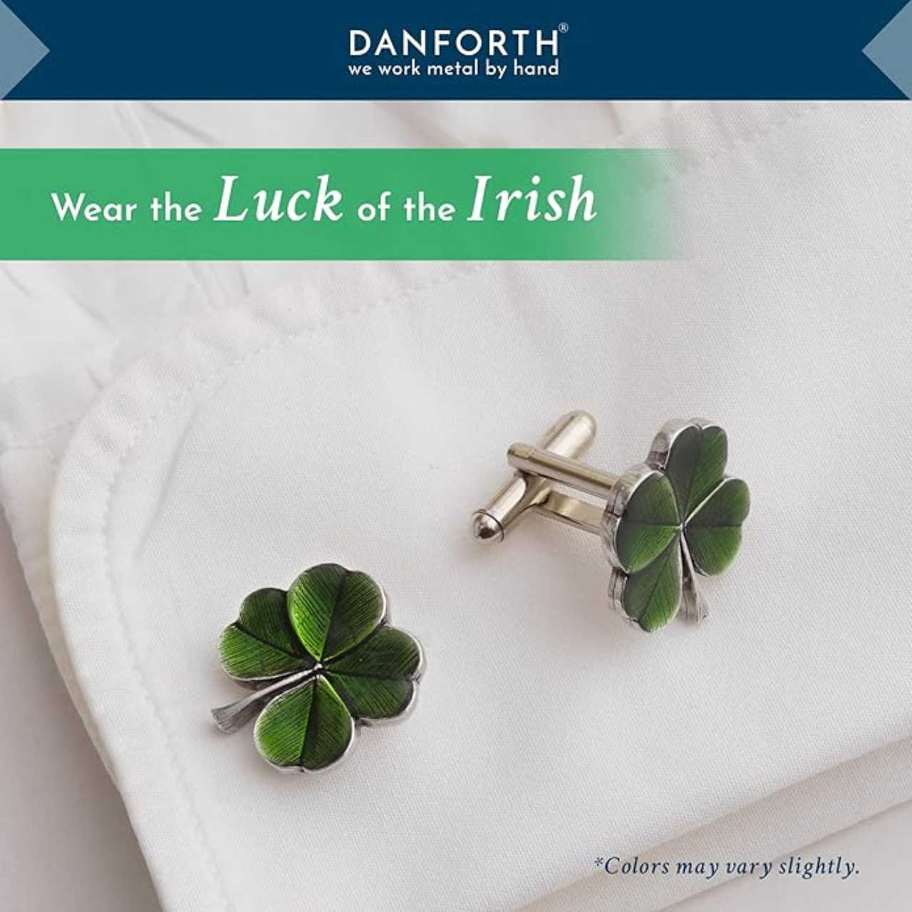 Danforth Pewter | Handcrafted Heirloom Quality Gifts - Clover / Green Cufflinks