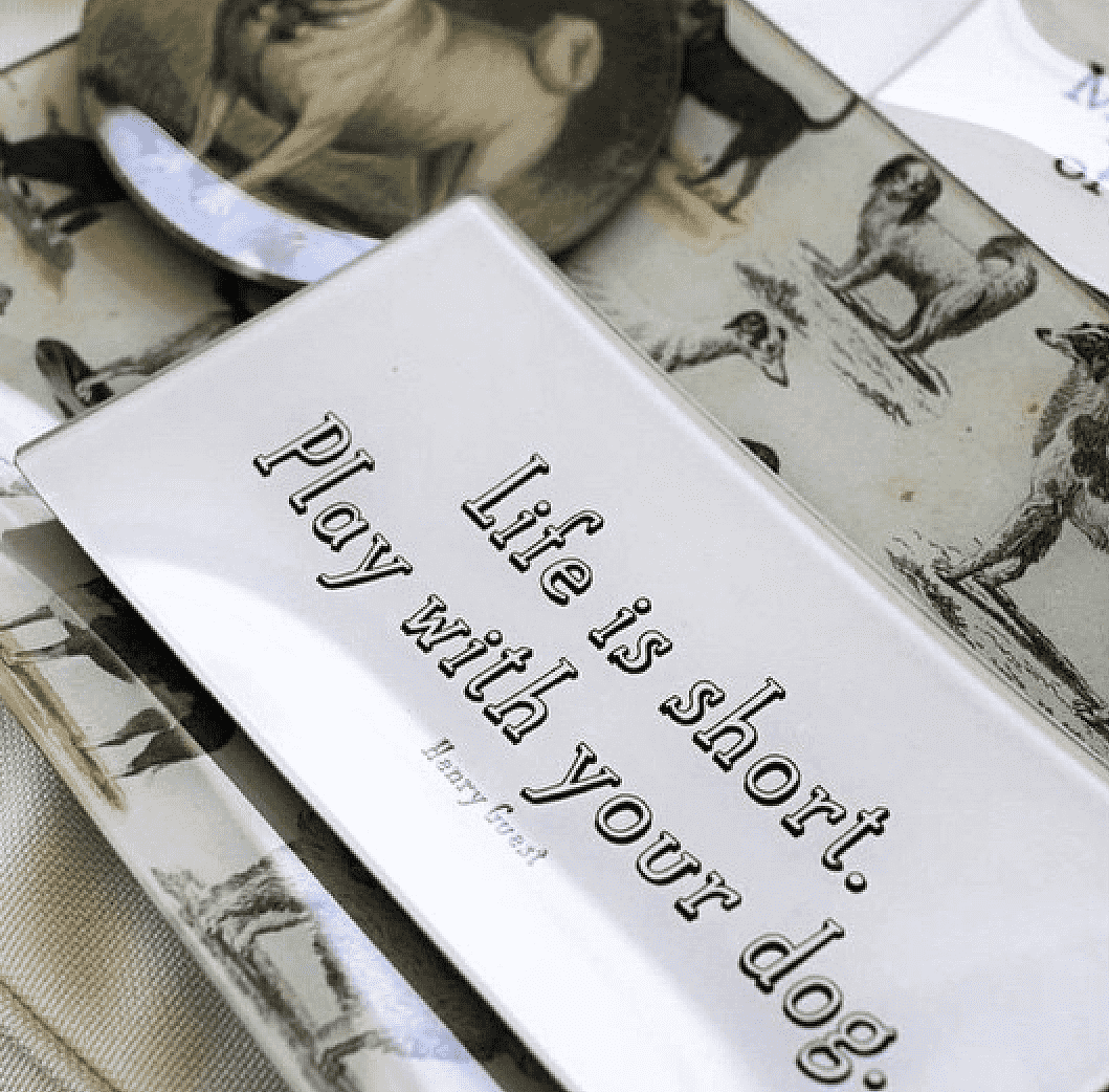 Life Is Short Play With Your Dog Decoupage Glass Tray