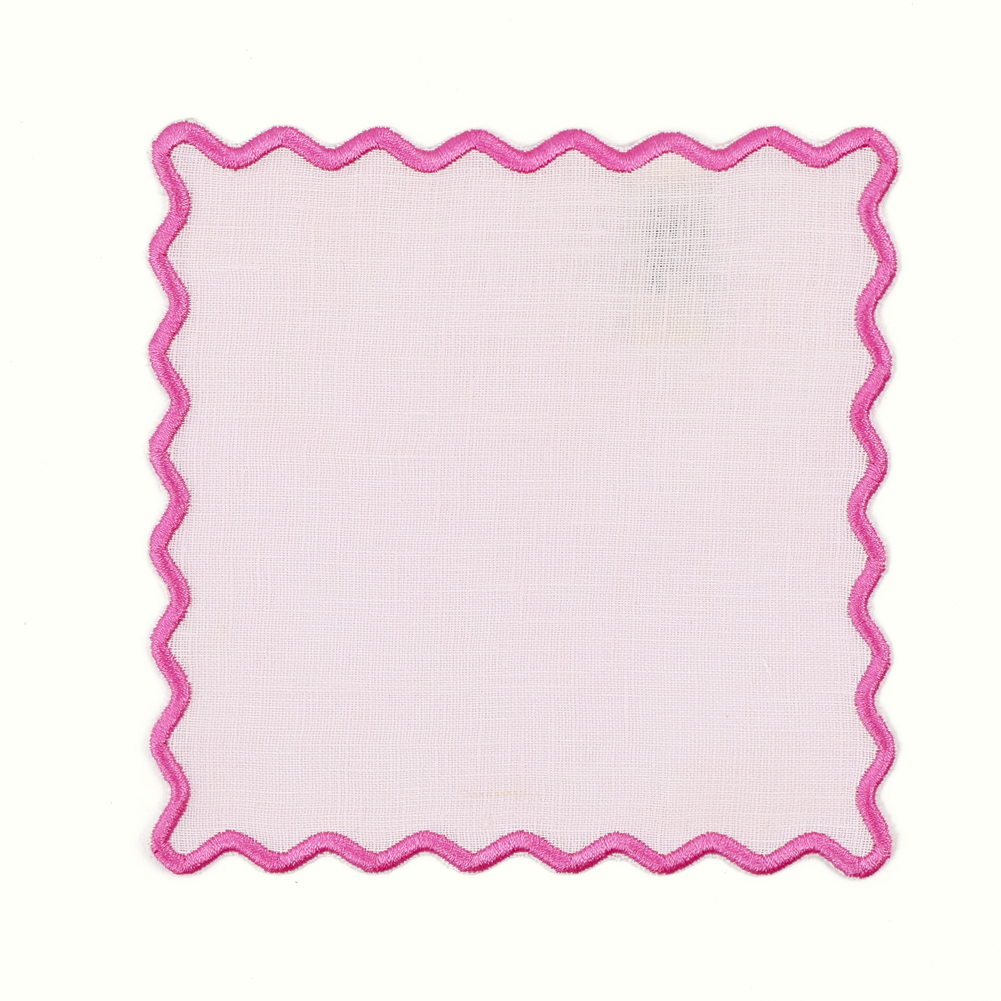 Linen Square Cocktail Napkins Set of 4 - Scalloped Pink