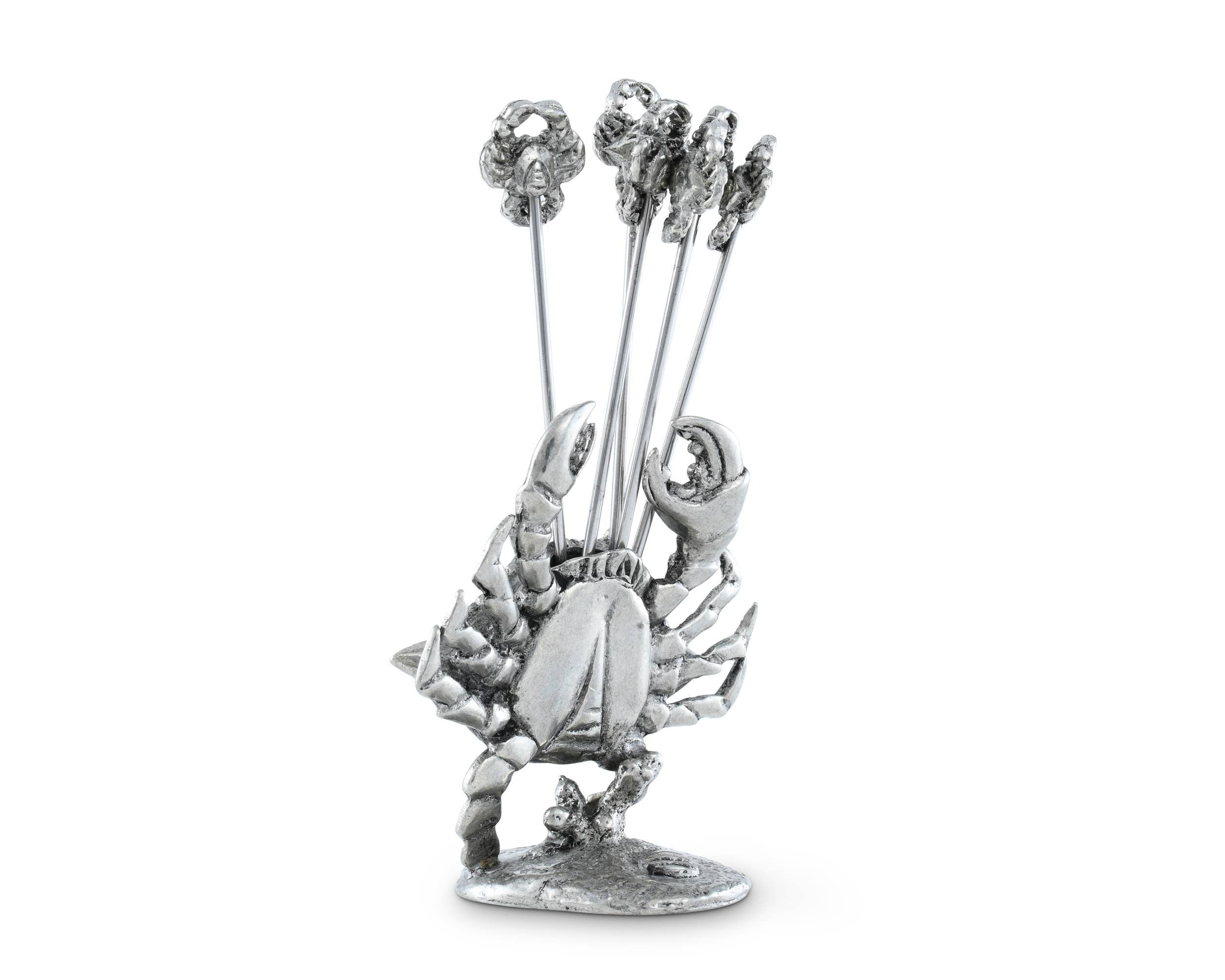 Pewter Cheese Pick Set - Blue Crab