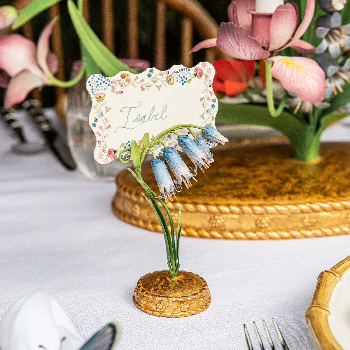 Meadow Walk Bluebell Place Card Holder - Chambray