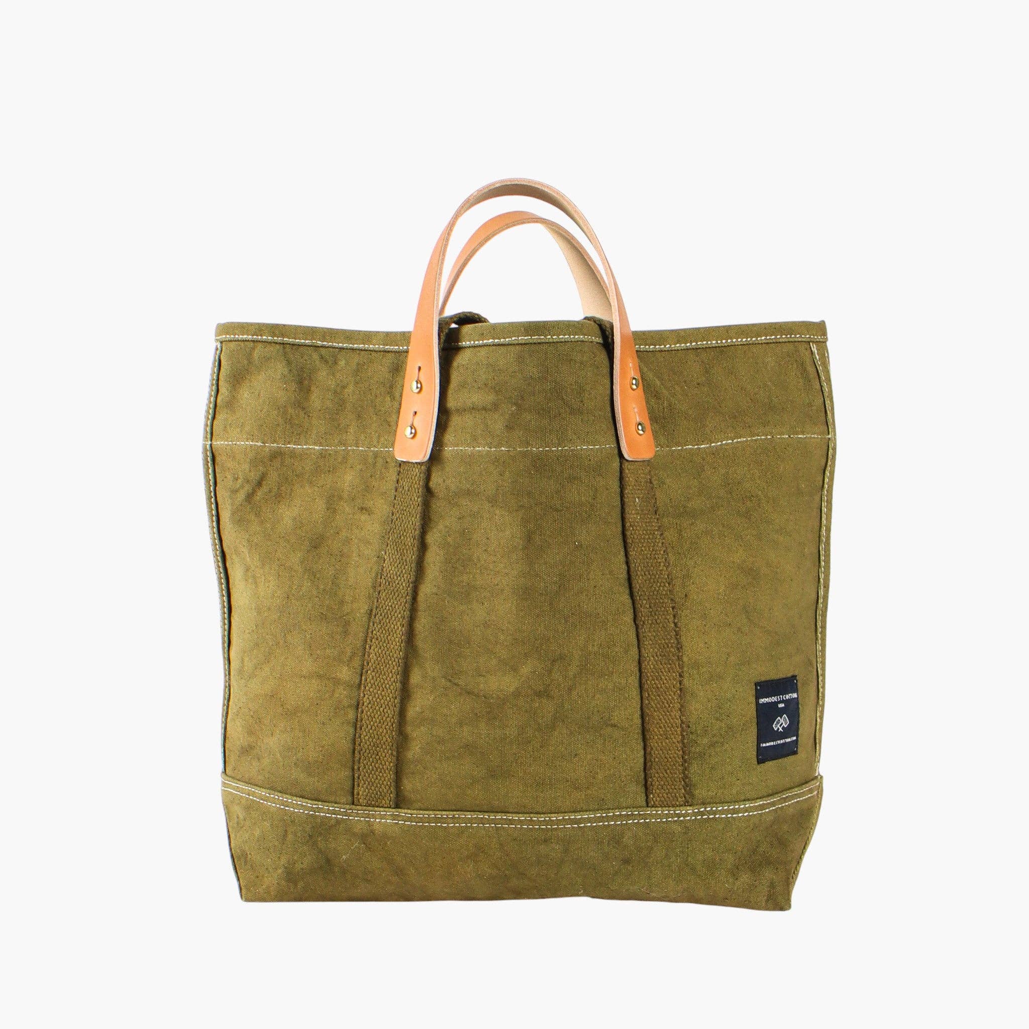 IMMODEST COTTON - Small East West Tote | Olive