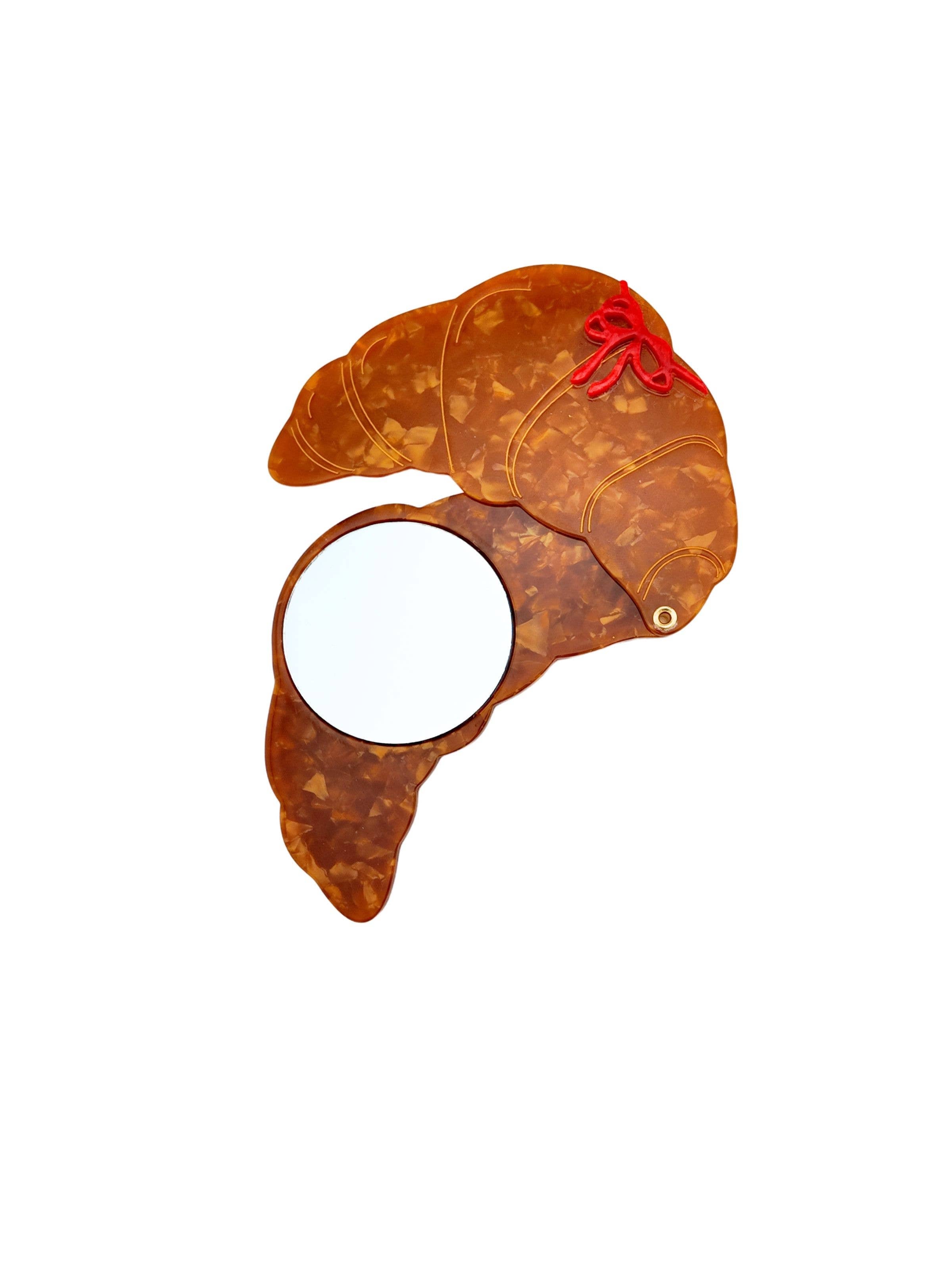 Solar Eclipse - Hand-painted Bow Croissant Compact Mirror | Eco-Friendly