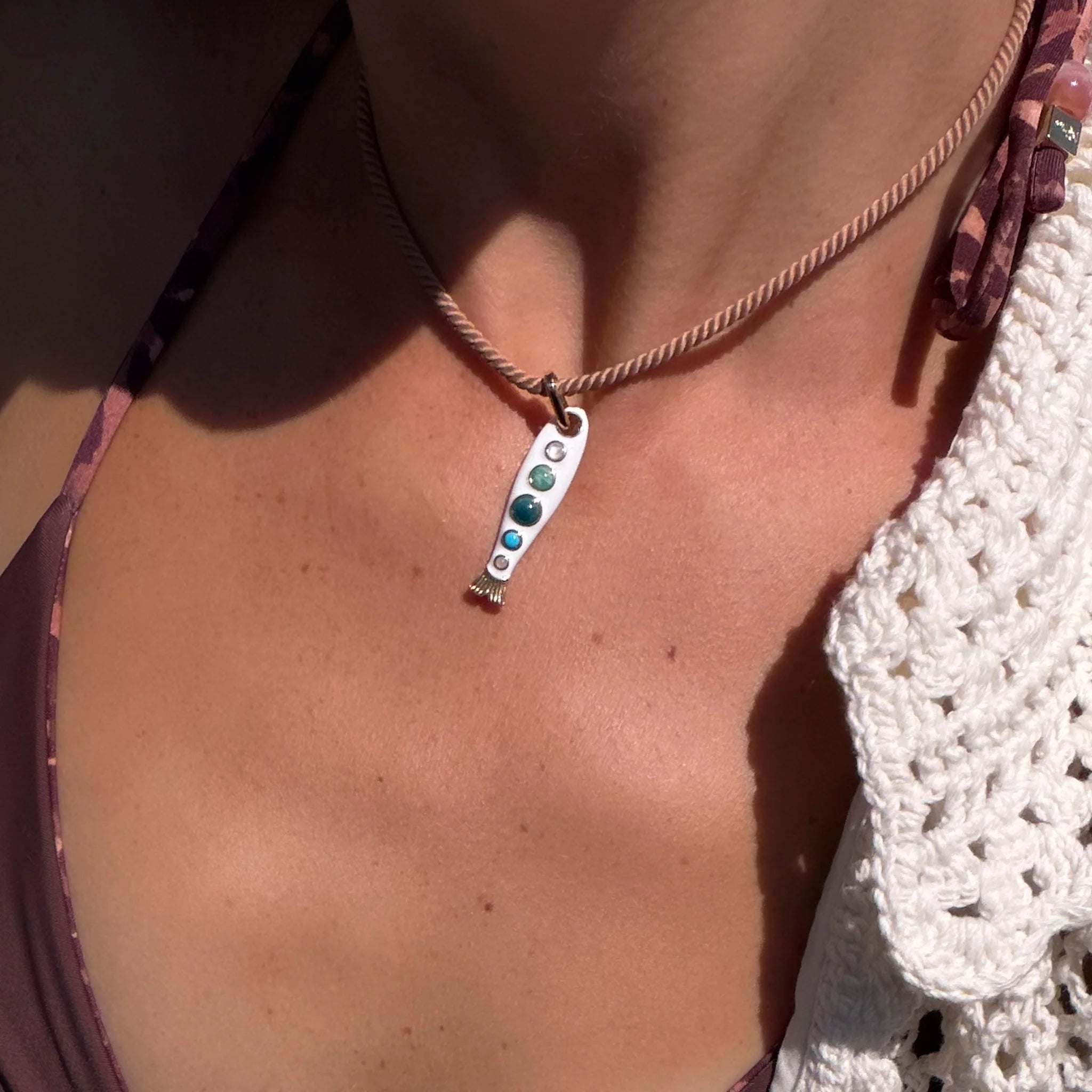 Amalfi White Enamel Fish Clip Charm