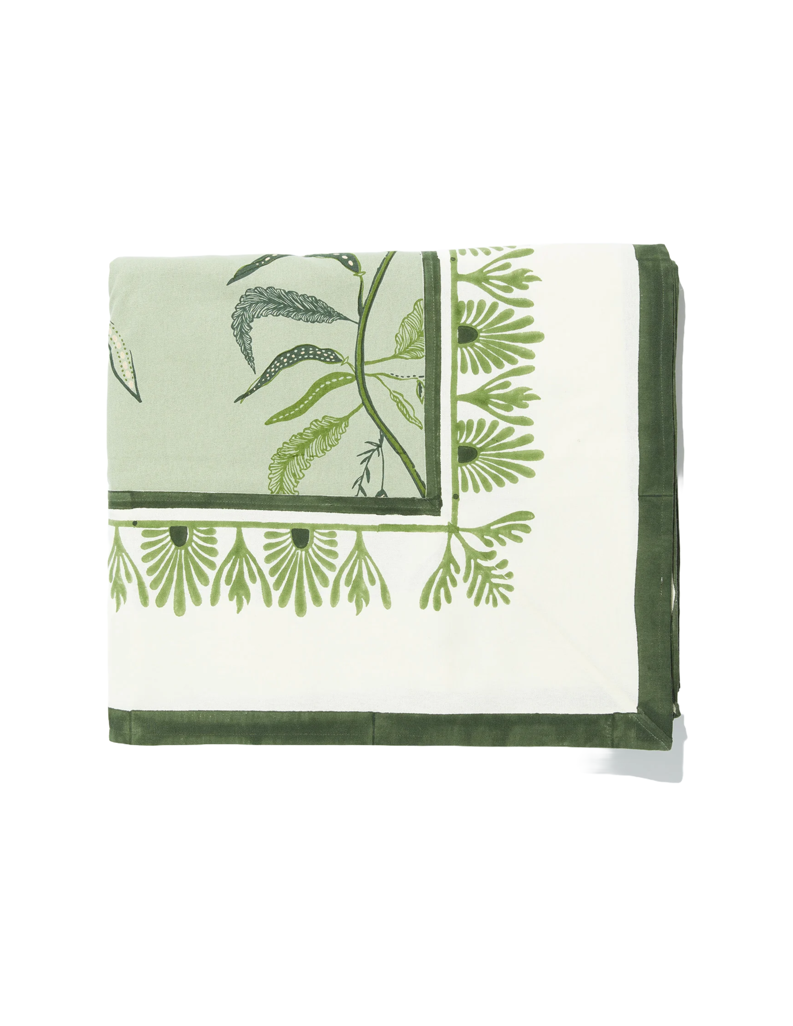 Tuileries Rectangular Tablecloth - Evergreen Green Boarder