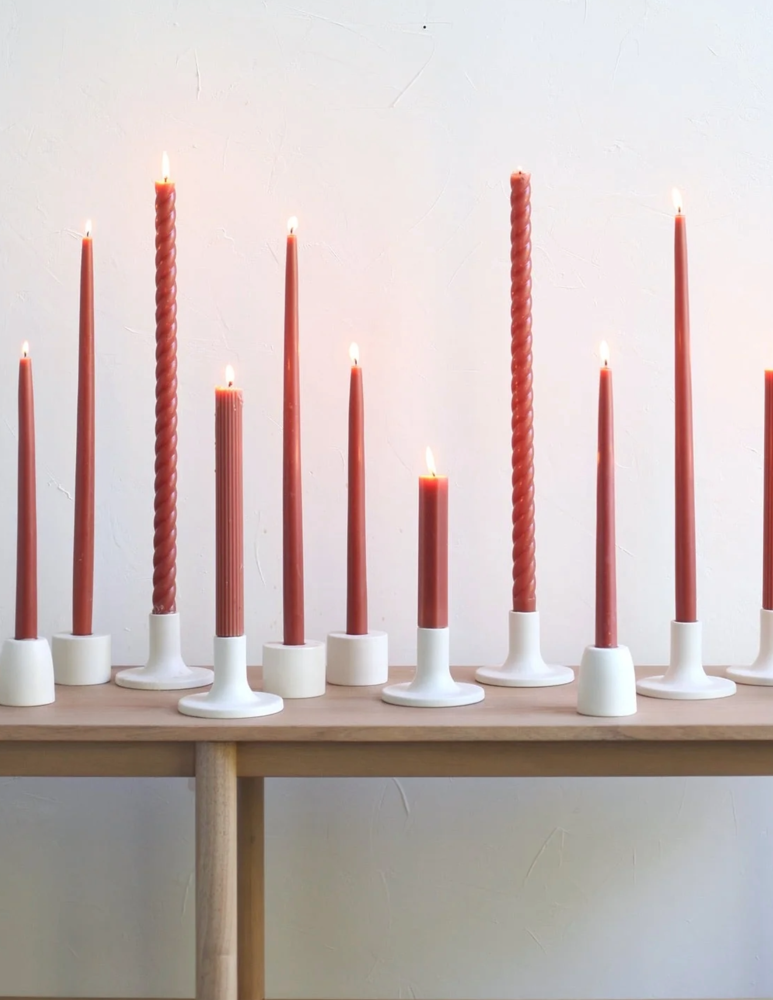 Dipped Taper Candles - Clay