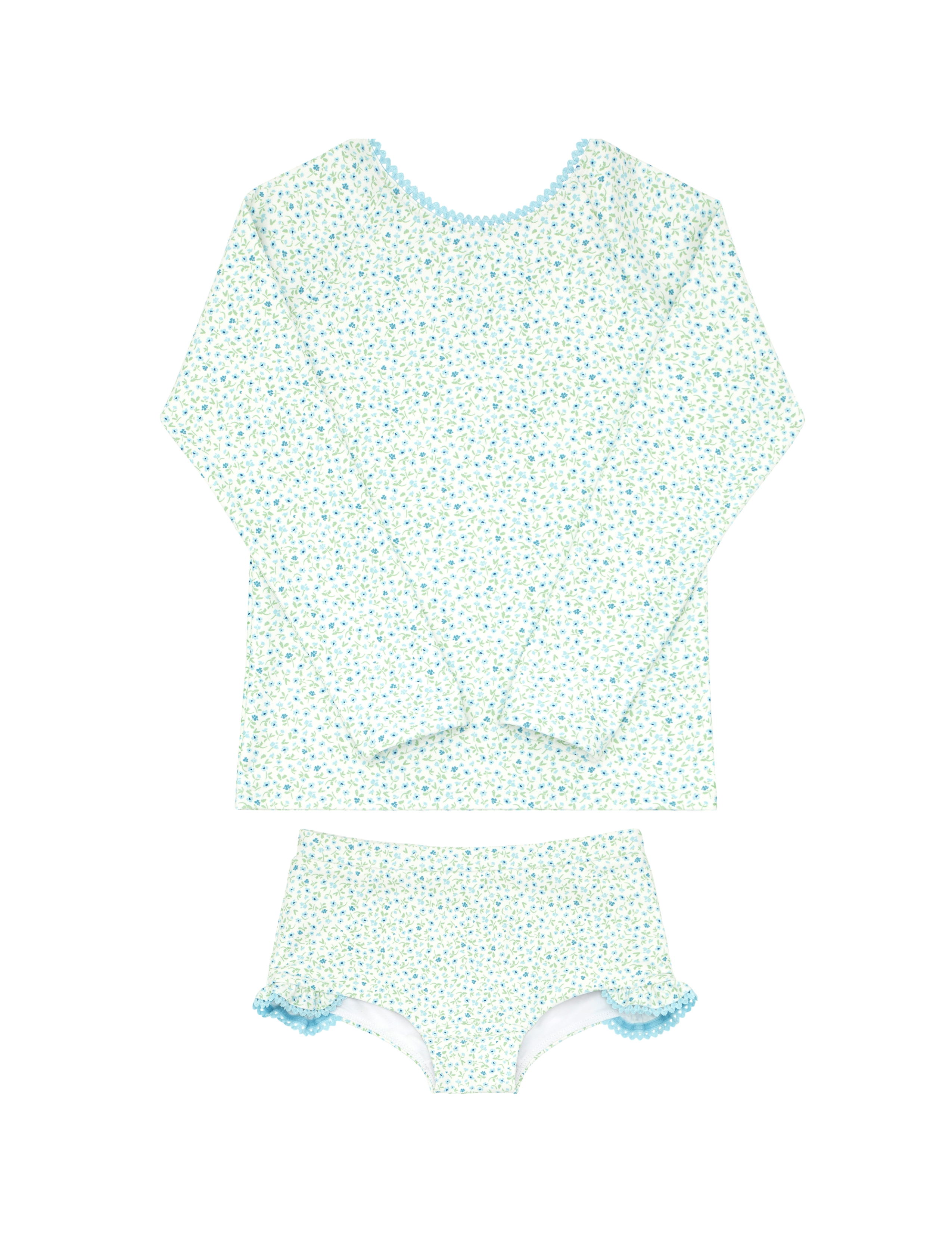 Girls Hibiscus Ditsy Floral Rashguard Set