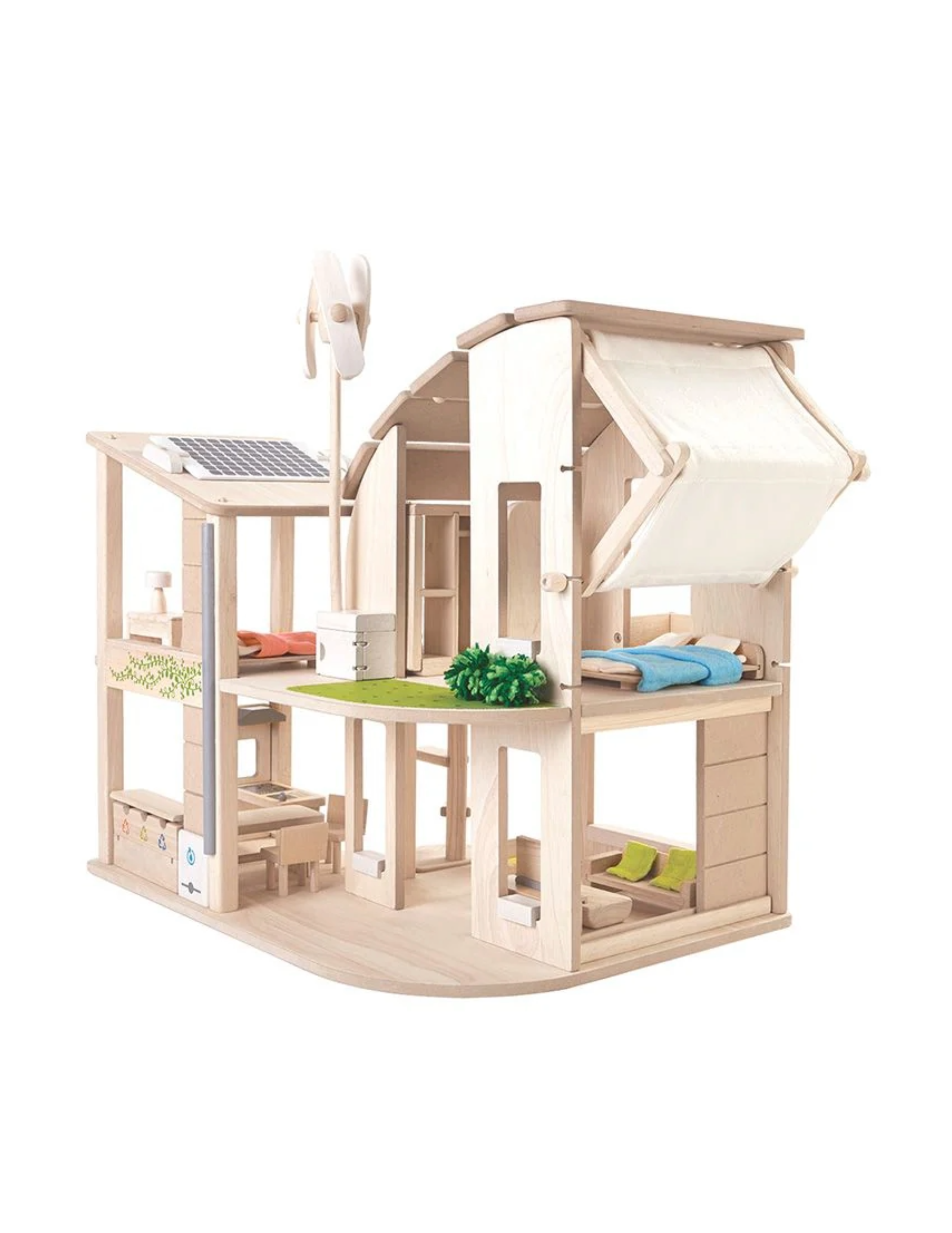 Green Dollhouse With Furniture