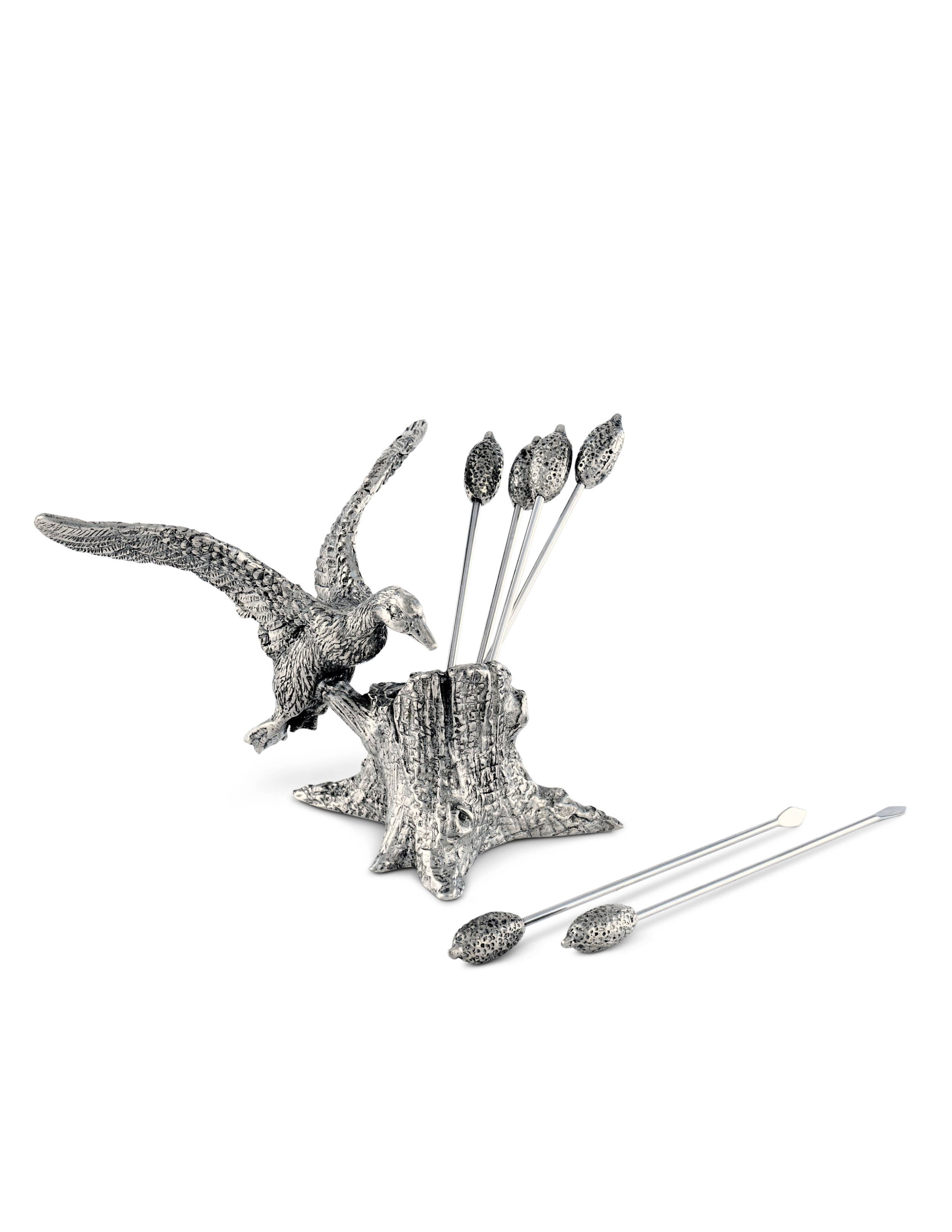 Pewter Cheese Pick Set - Mallard Duck