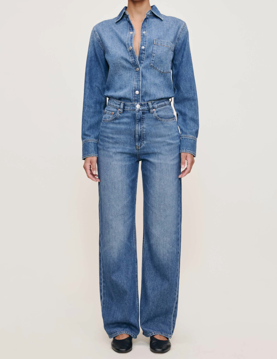 Karmine Refined Wide Leg High Rise 31" Jeans - Lapis