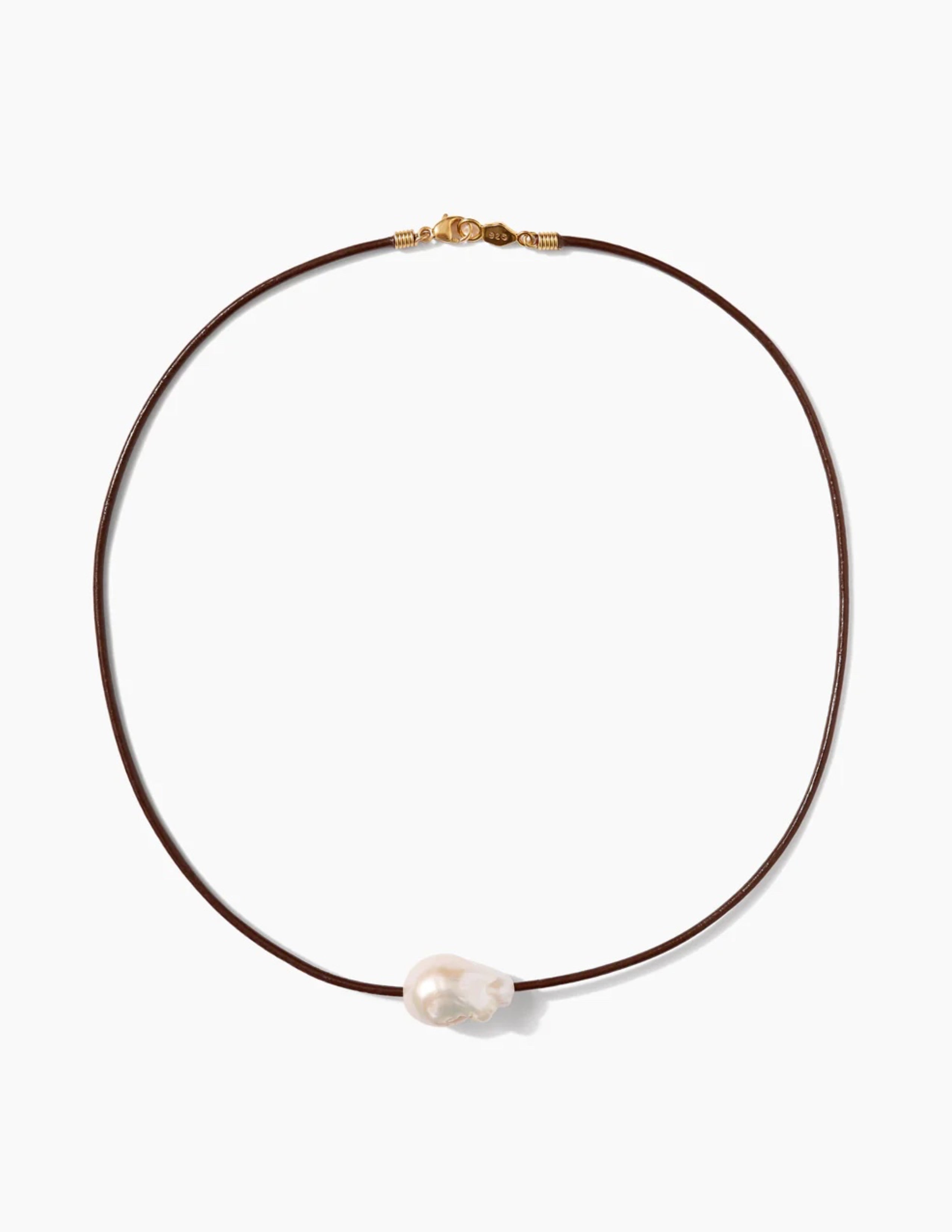 Isla Pearl Necklace - Brown