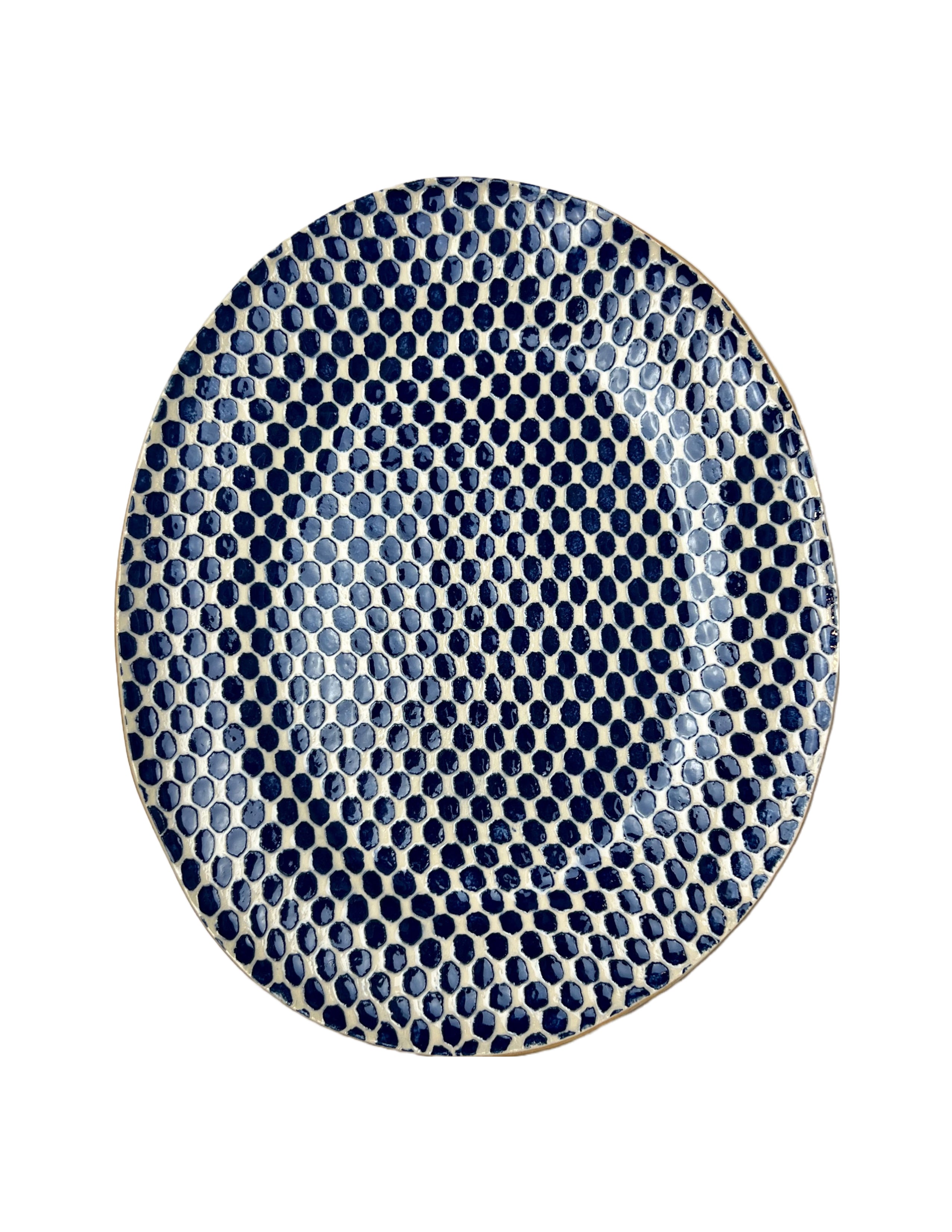 Medium Oval Platter - Cobalt Dot