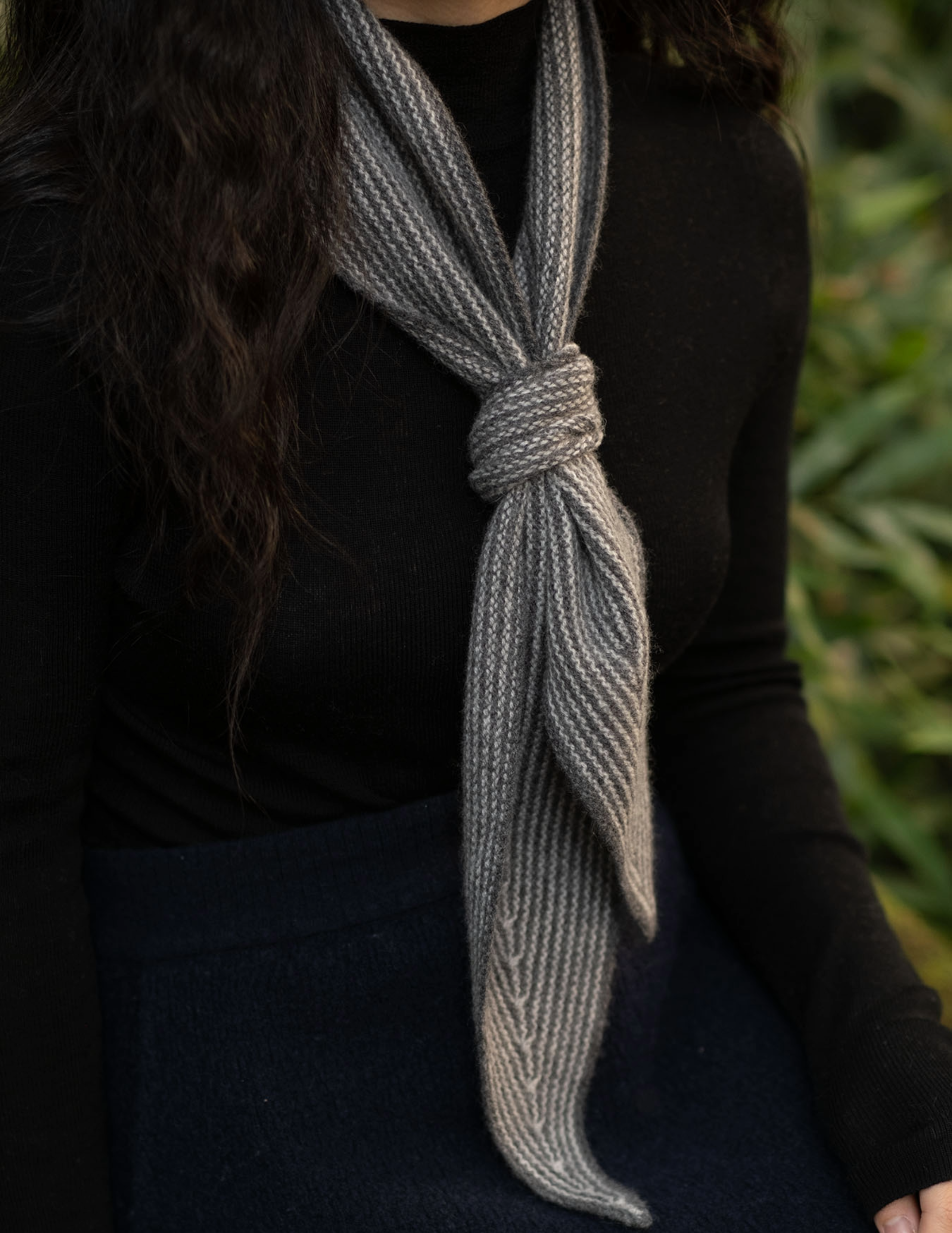 Sailor Cashmere Rib Neck Scarf - Grey