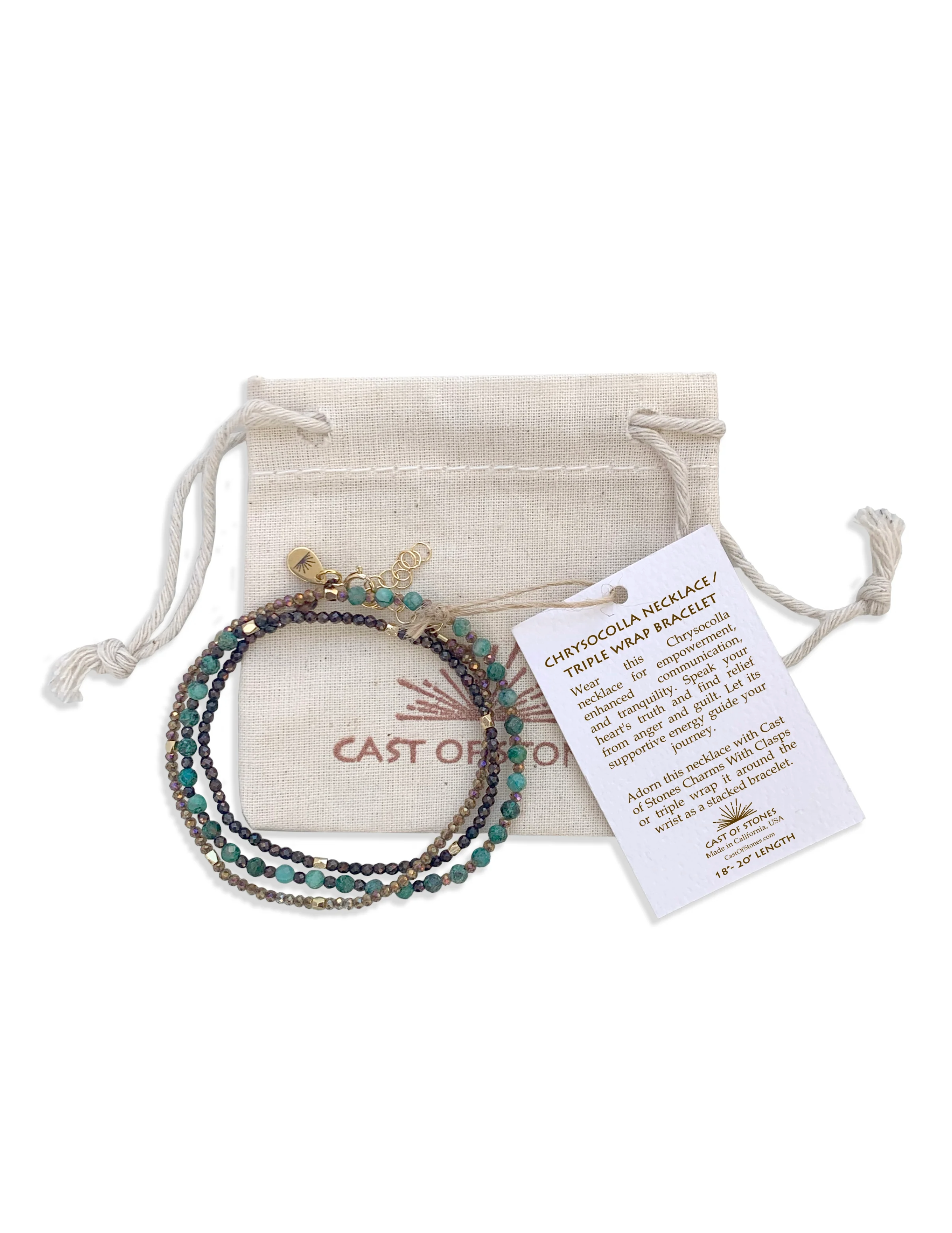 Chrysocolla Necklace/Triple Wrap Bracelet