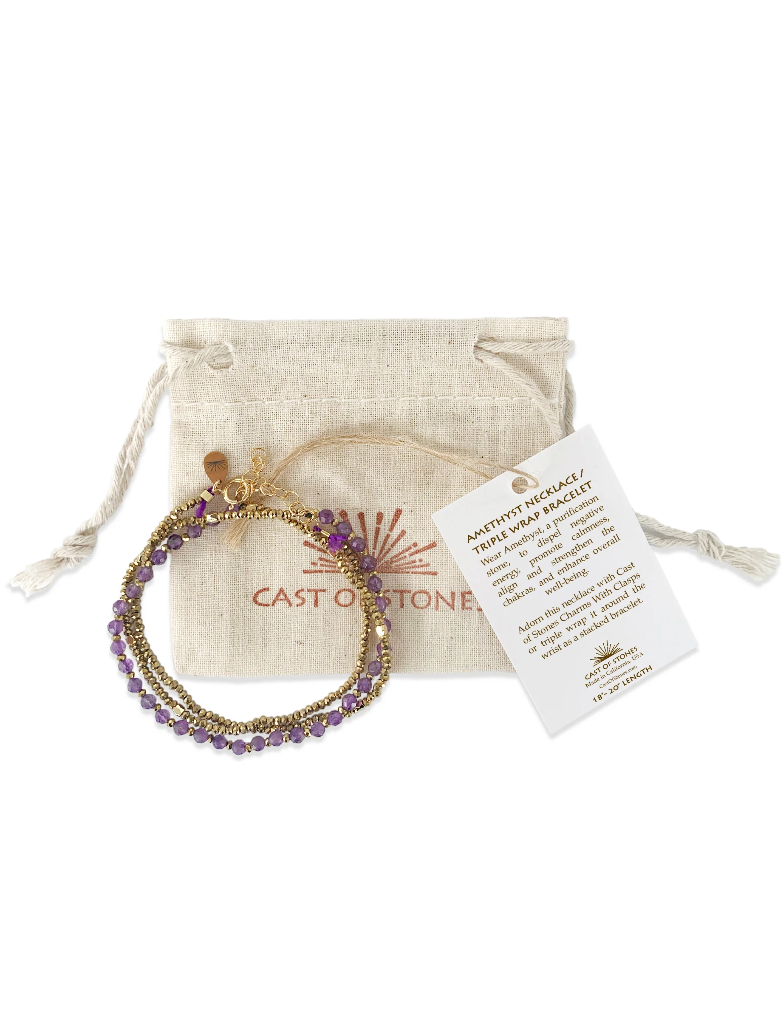 Amethyst Necklace/Triple Wrap Bracelet