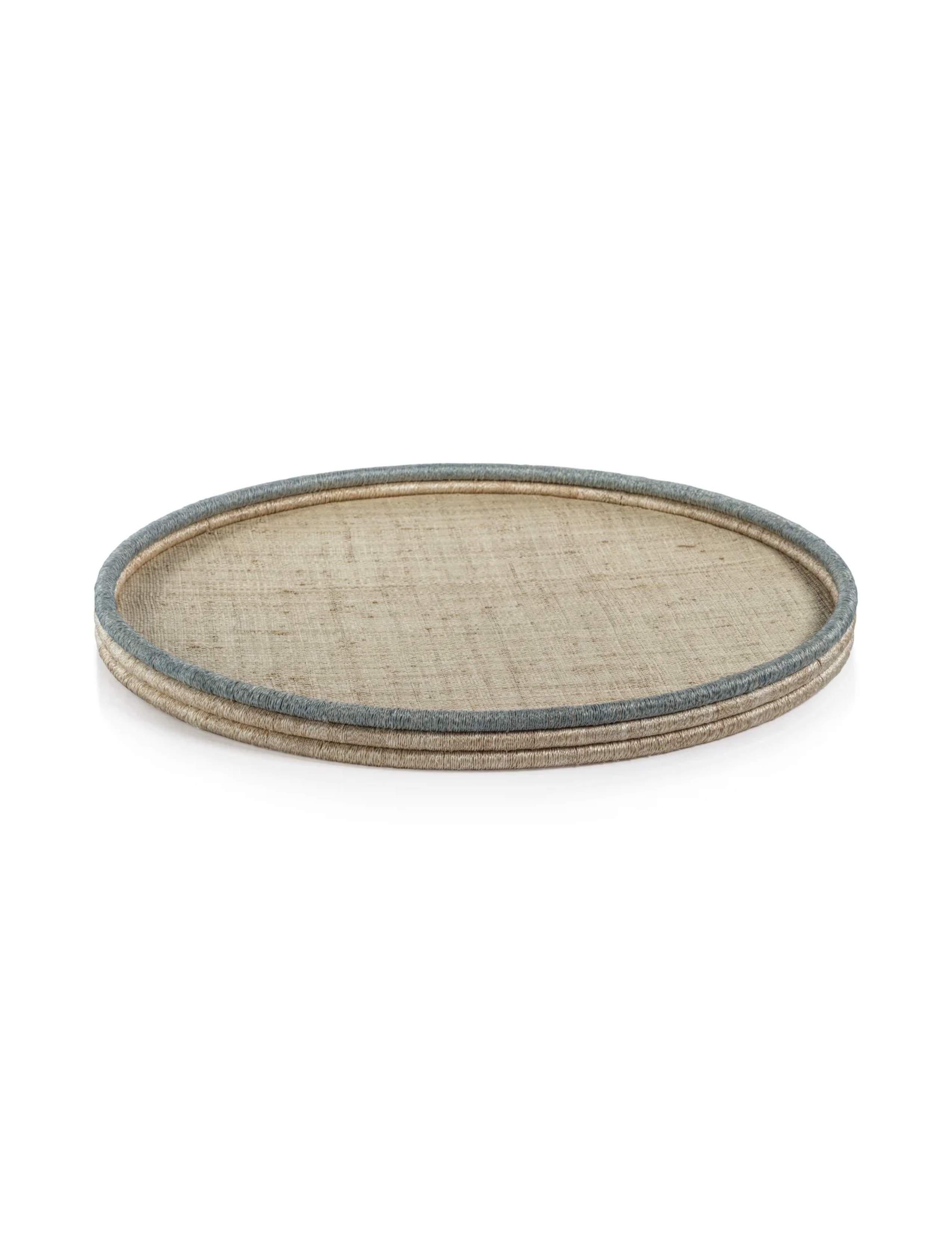 La Côte Coiled Rattan and Abaca Round Serving Tray