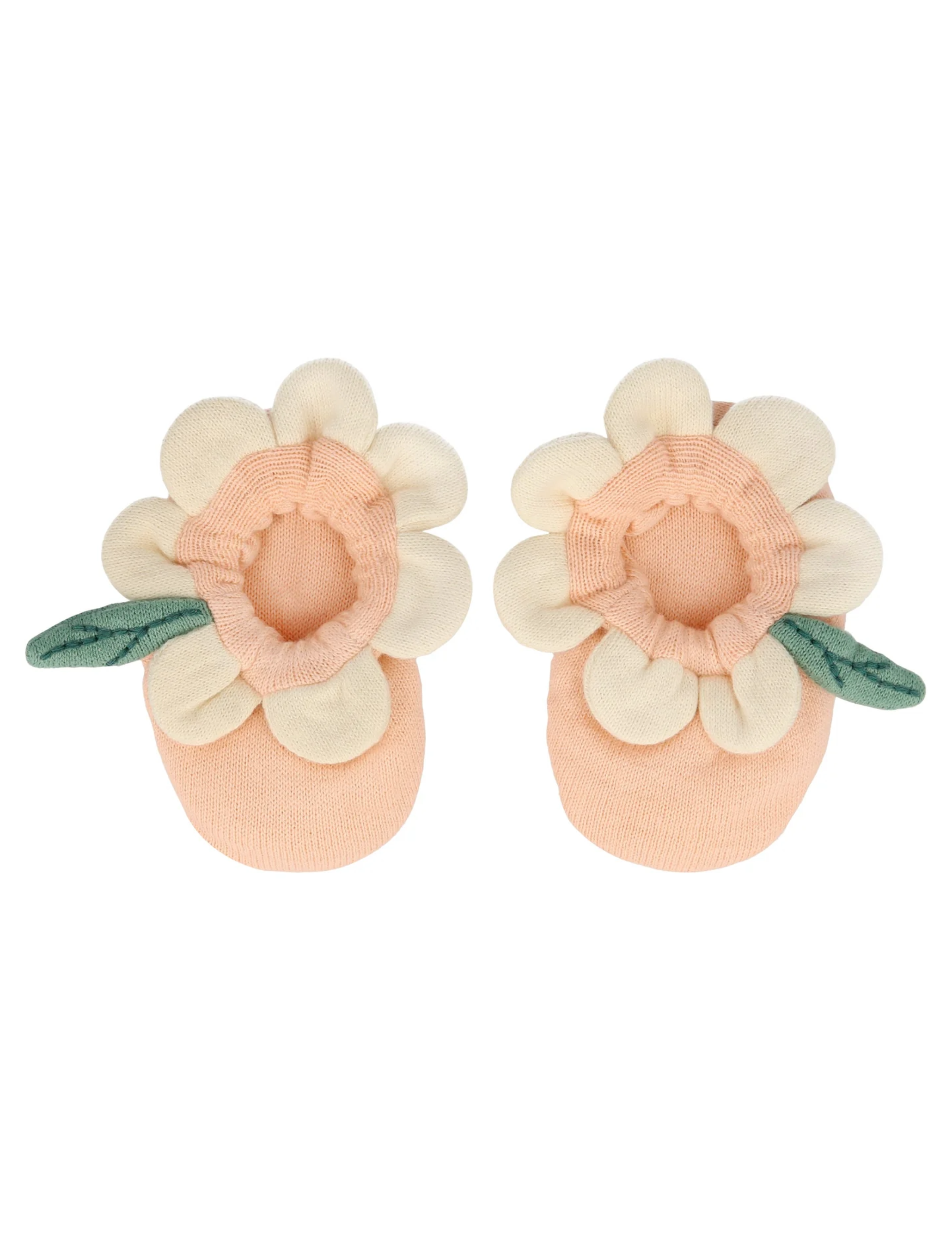 Peach Daisy Baby Booties