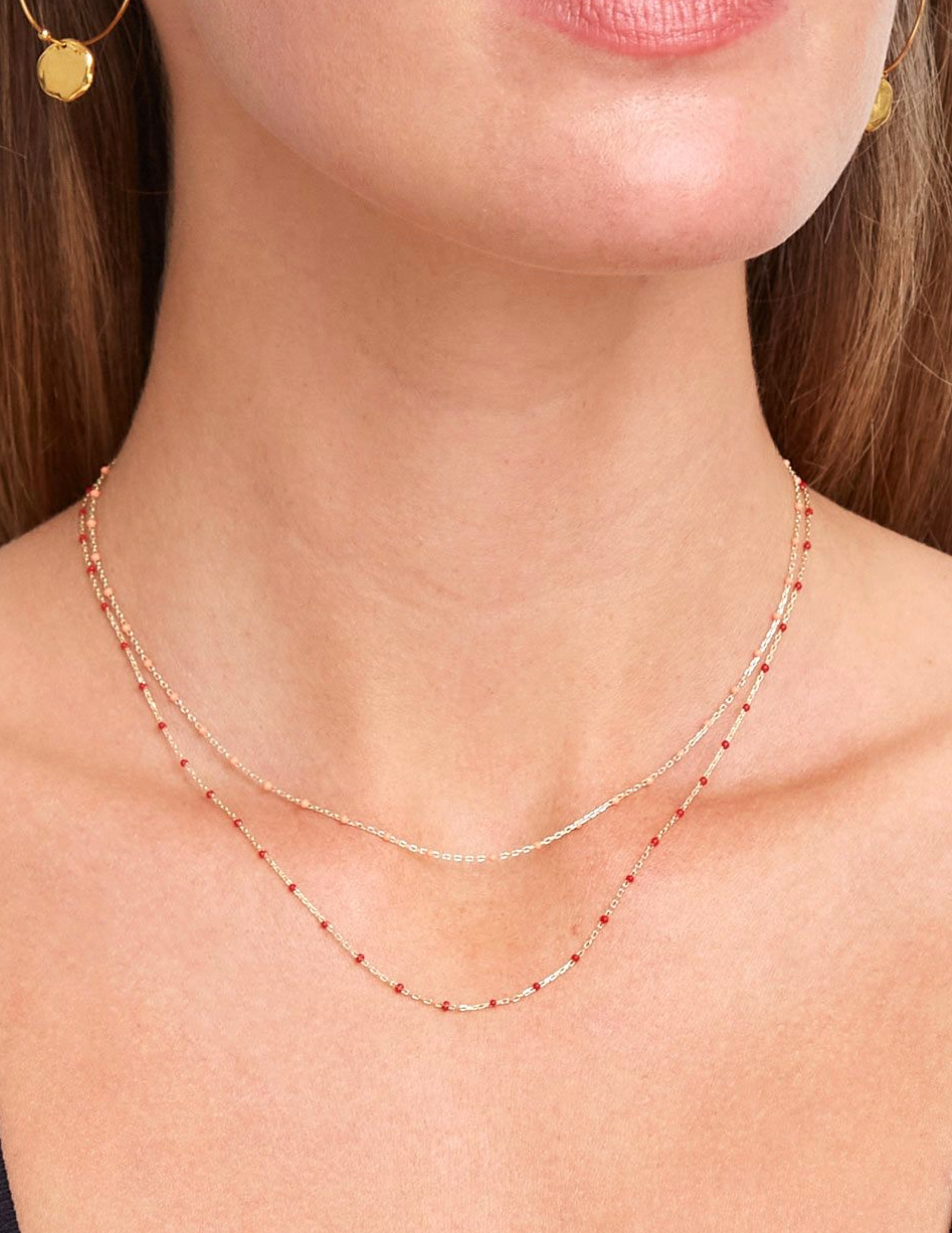 Enamel Beaded Necklace - Poppy Red