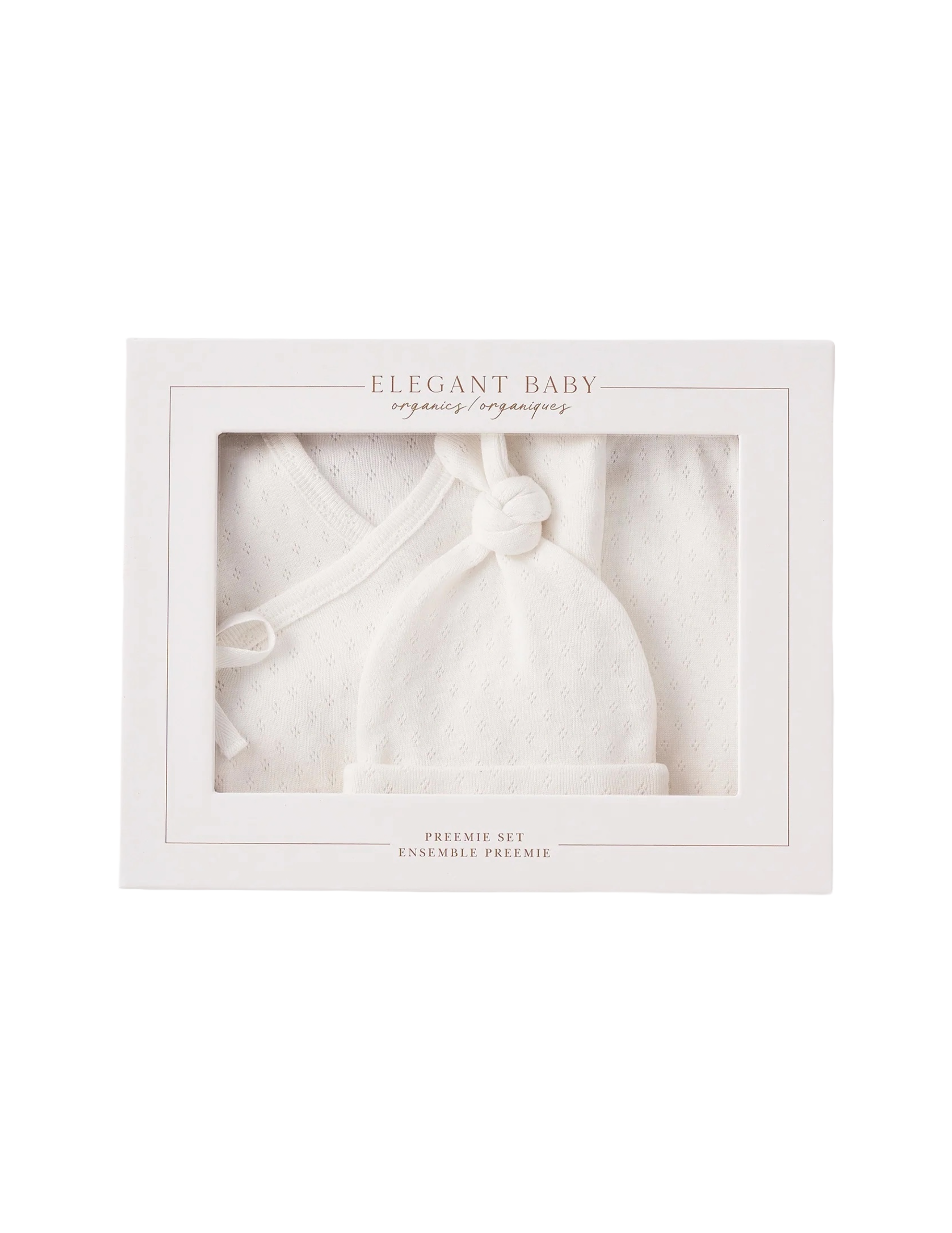 Organic Cotton Pointelle 3 Piece Preemie Layette Set with Gift Box