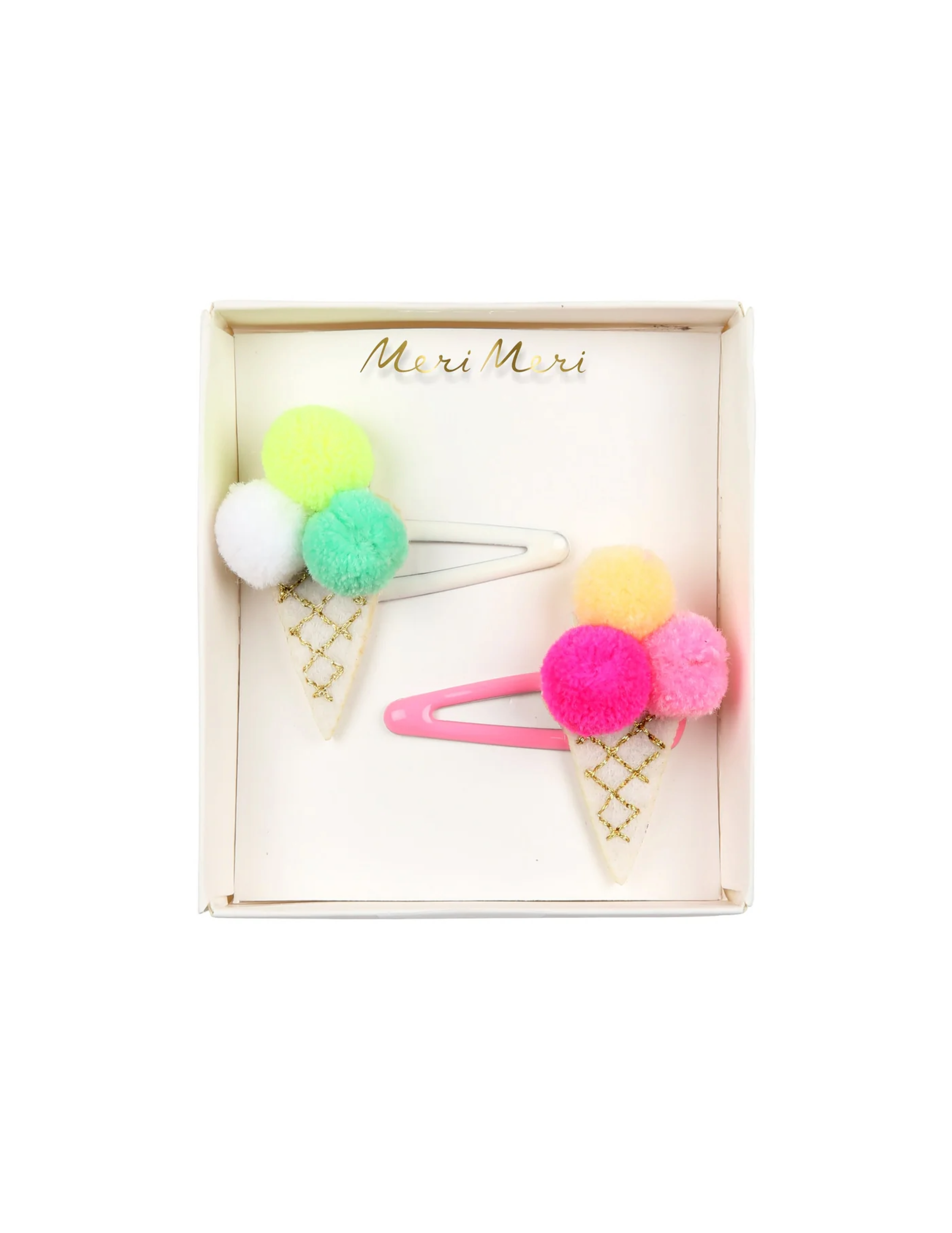 PomPom Ice Cream Hair Clips