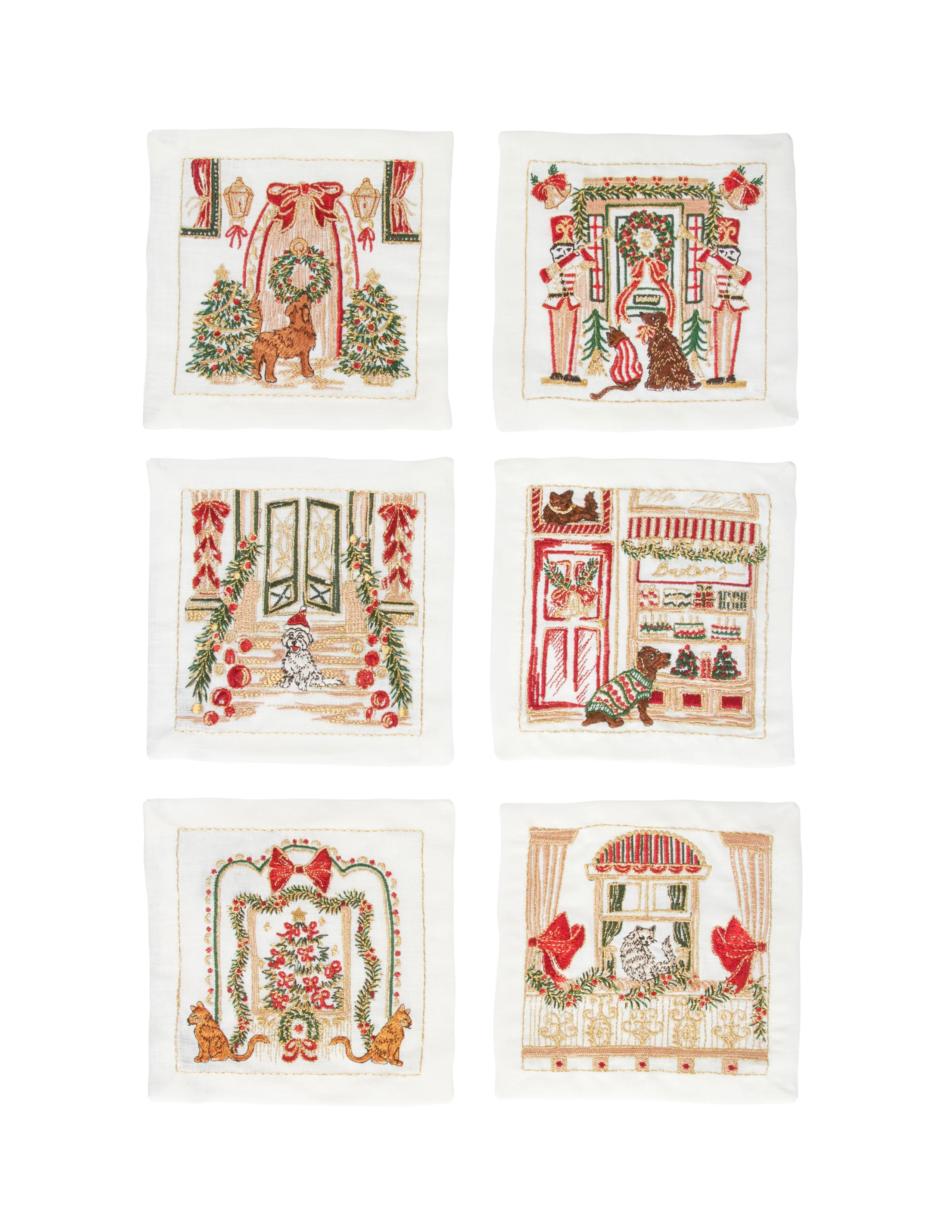 Holiday Paws Cocktail Napkins Set of 6