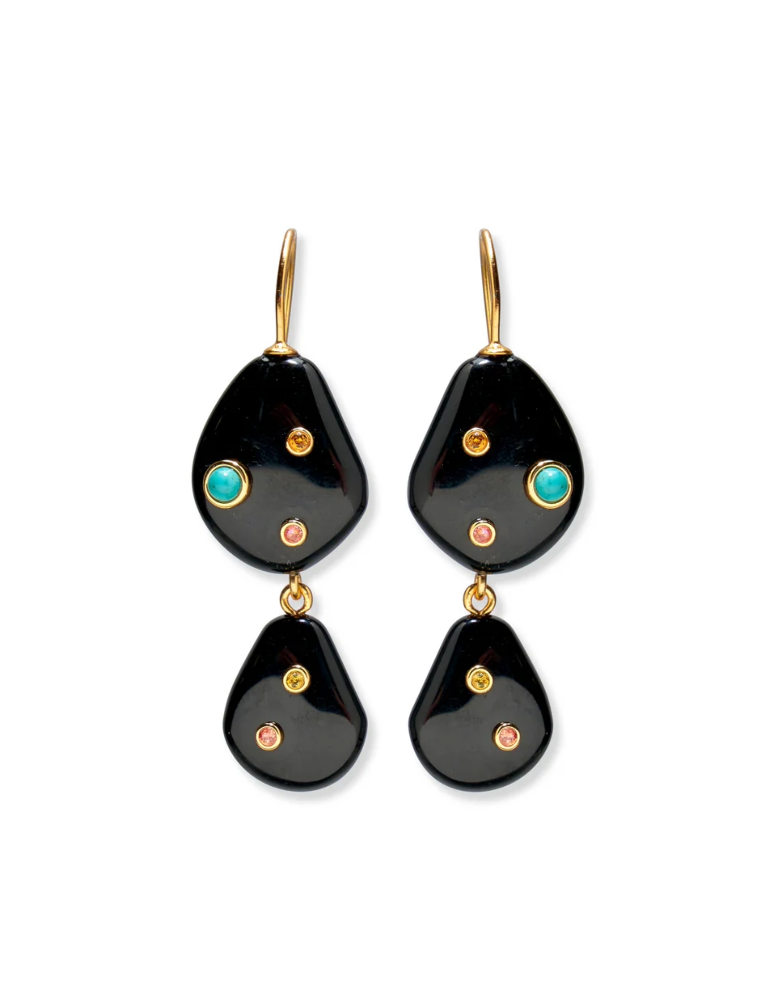 Stacked Stone Earrings in Black Agate