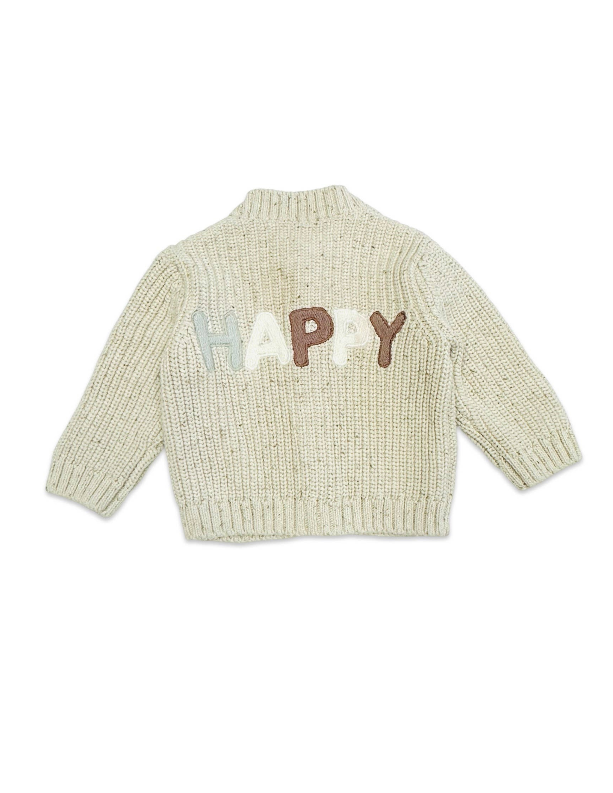 Happy Chunky Knit Slouchy Baby Cardigan - Speckled Linen