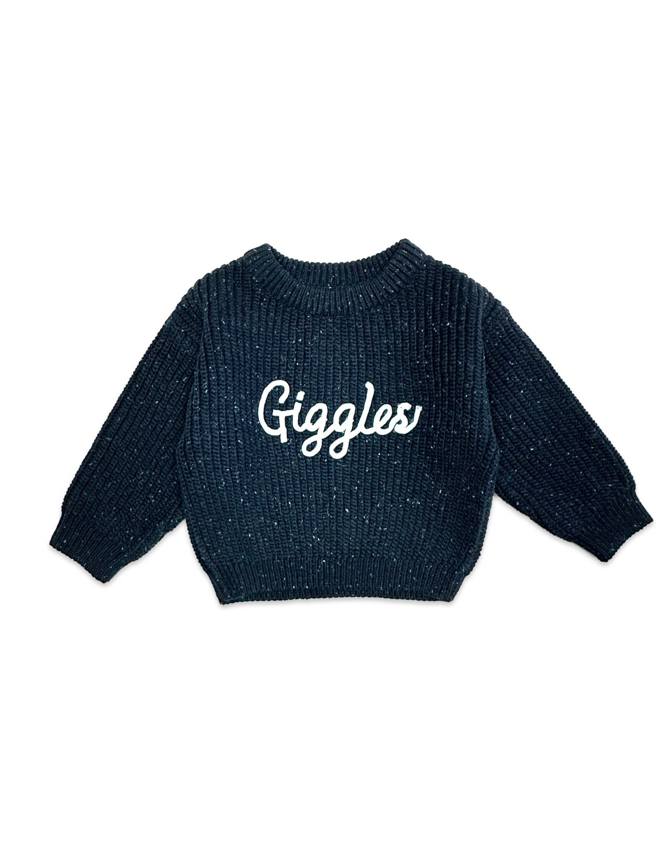 Giggles Chunky Knit Slouchy Baby Pullover Sweater - Speckled Navy