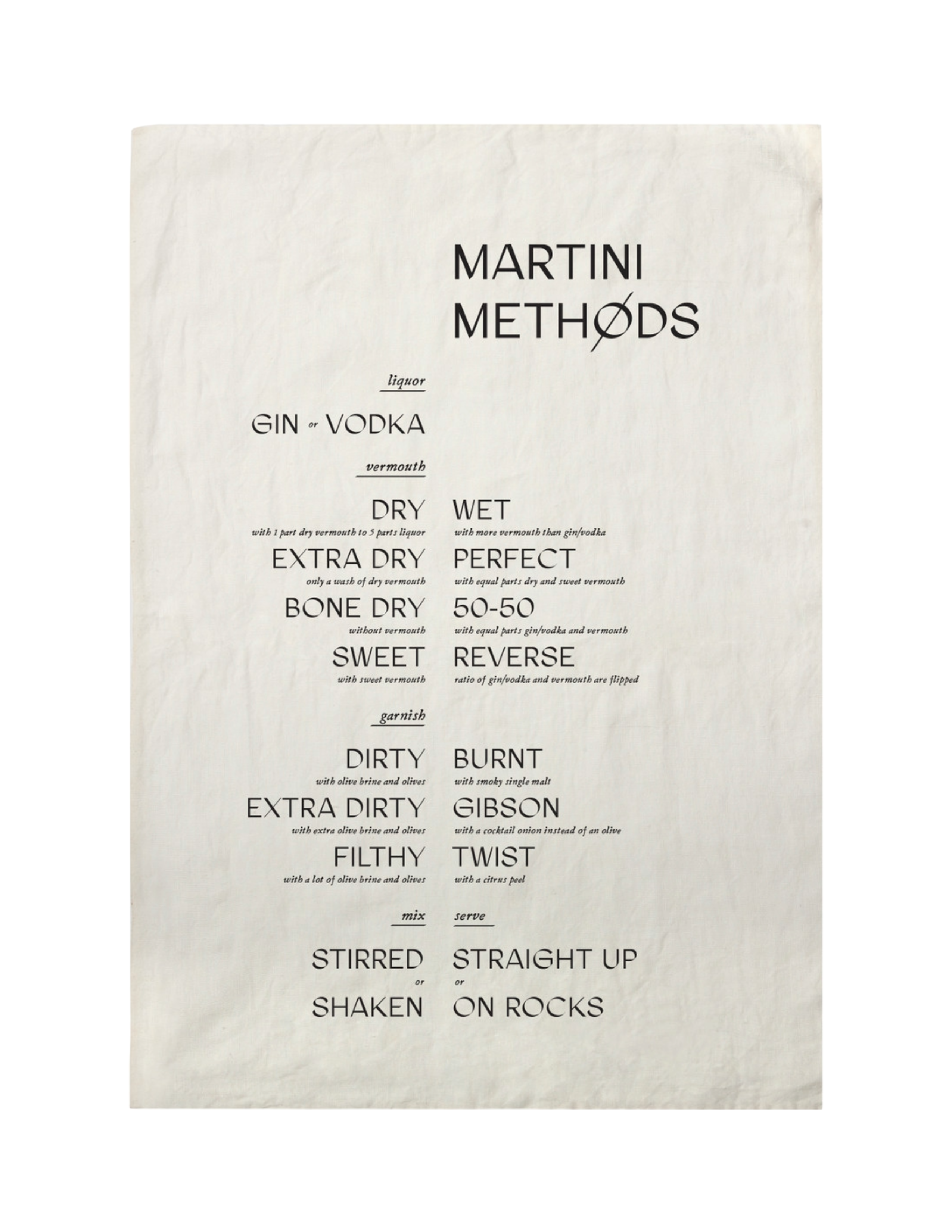 Martini Methods Tea Towel