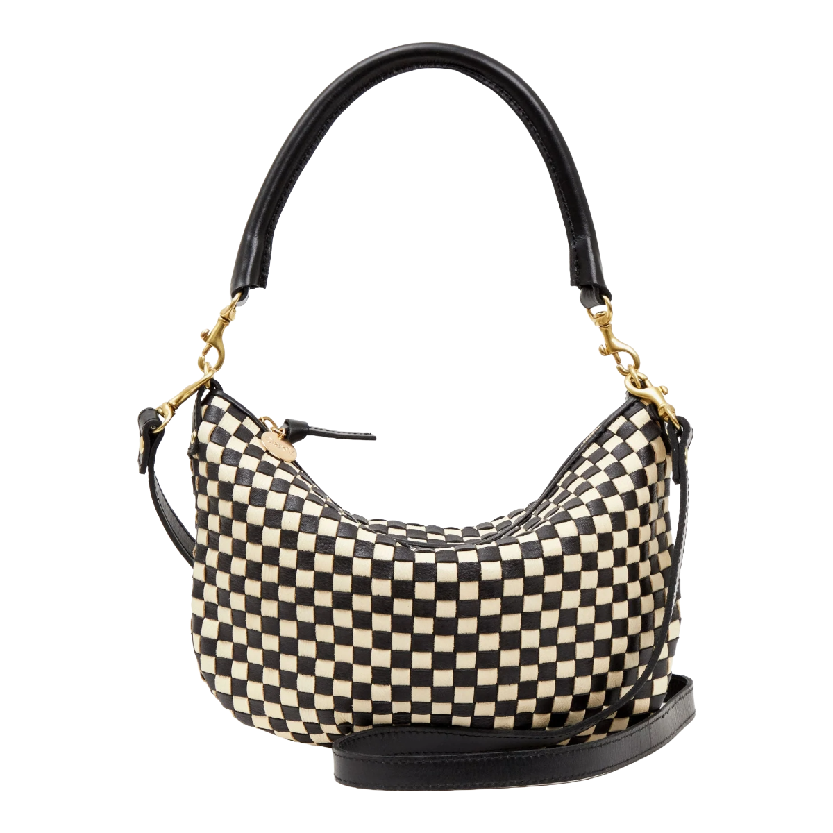 Petite Moyen Messenger - Black/Cream Woven Checker