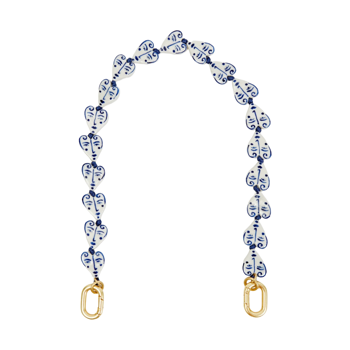 Shorty Strap - Blue/Cream Porcelain Hearts