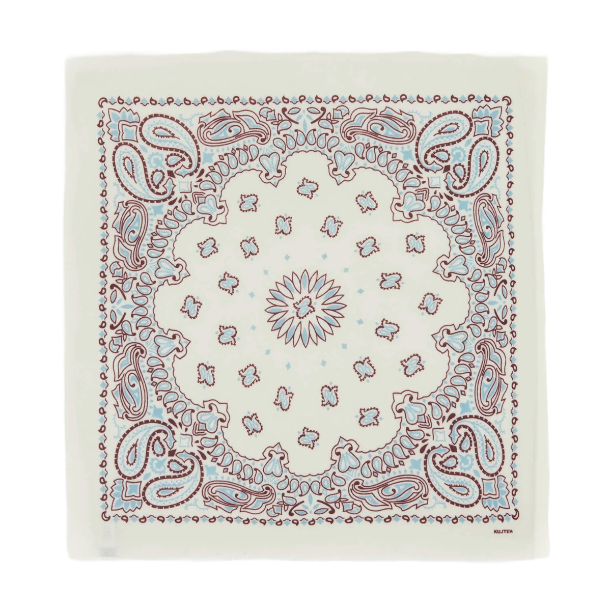 Hachiko Bico Cashmere Bandana Scarf - White Burgandy