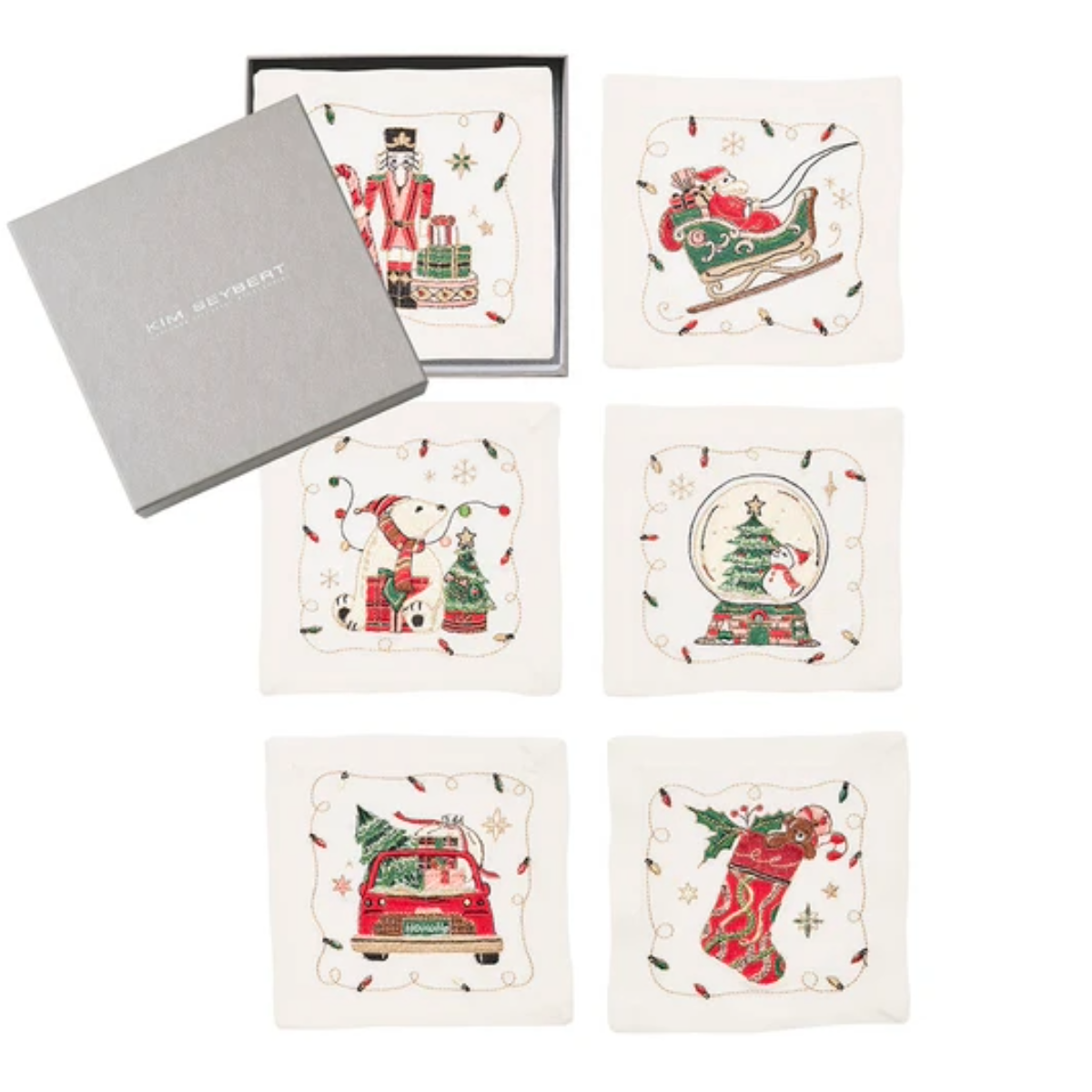 Holly Jolly Cocktail Napkins Boxed Set of 6