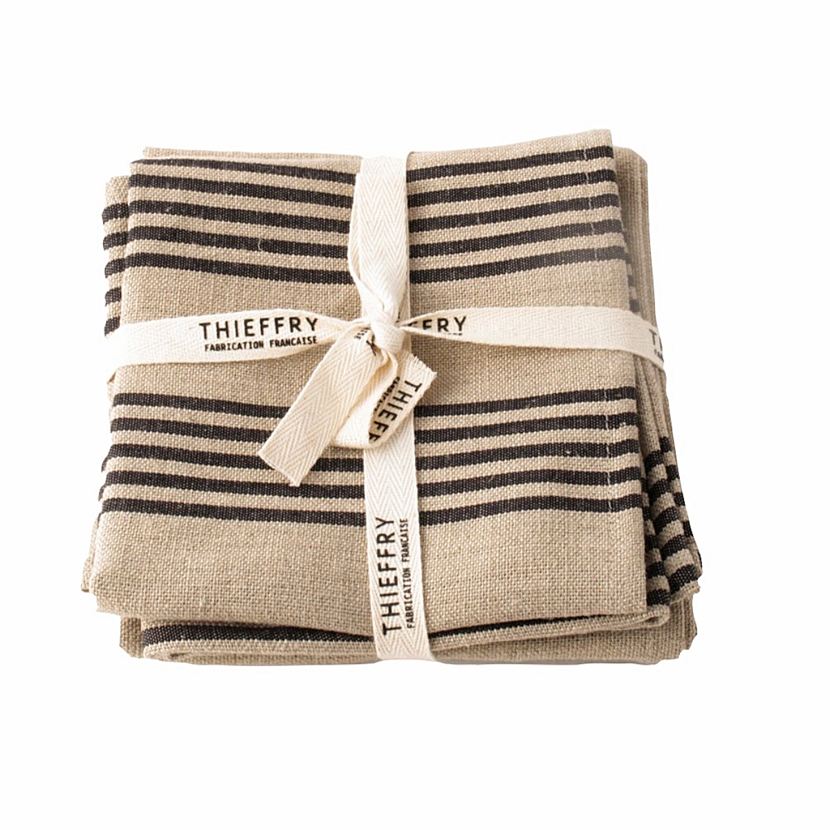 Set of Two Dish Towels- Black Stripe & Natural