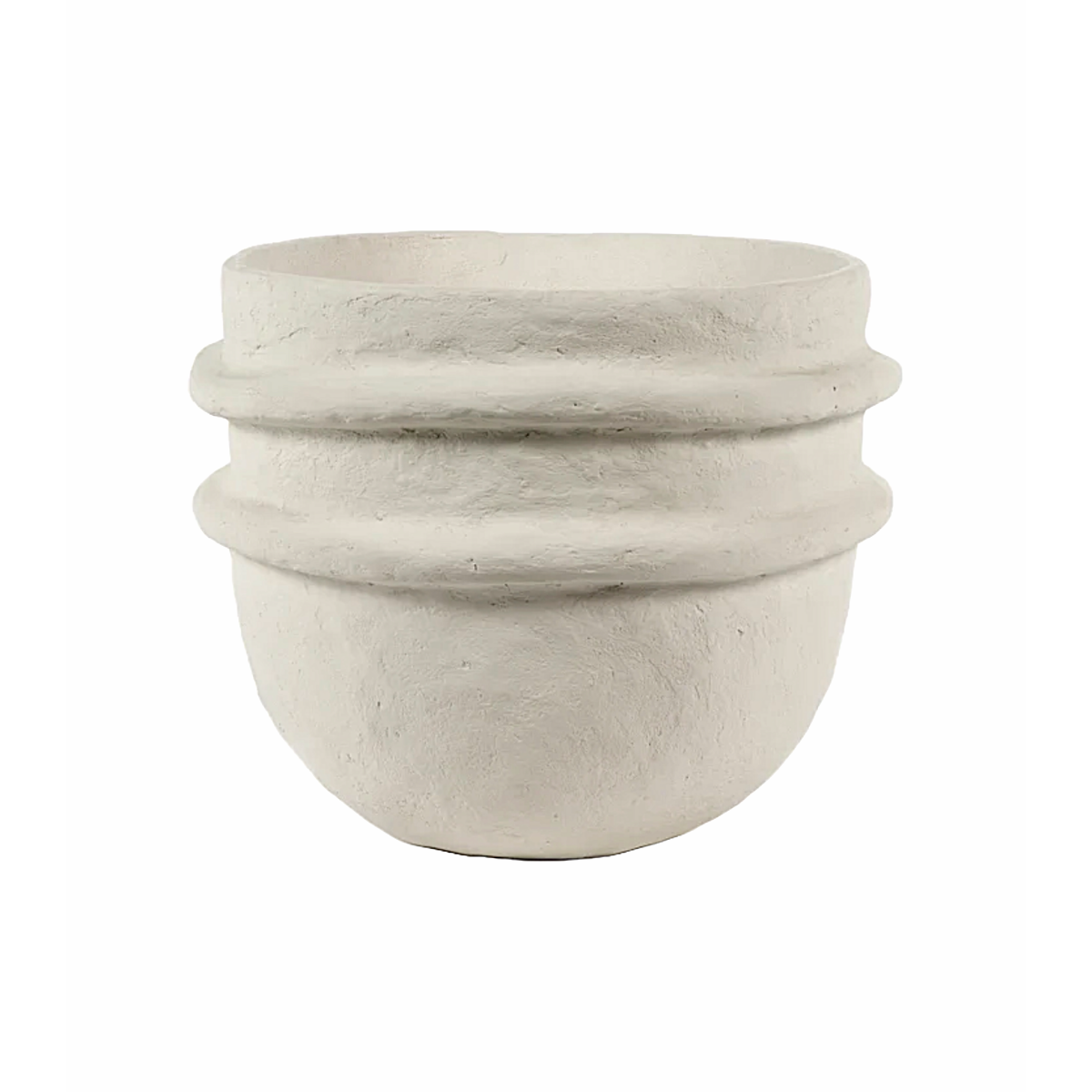 White Beige Papier Mache Flower Pot
