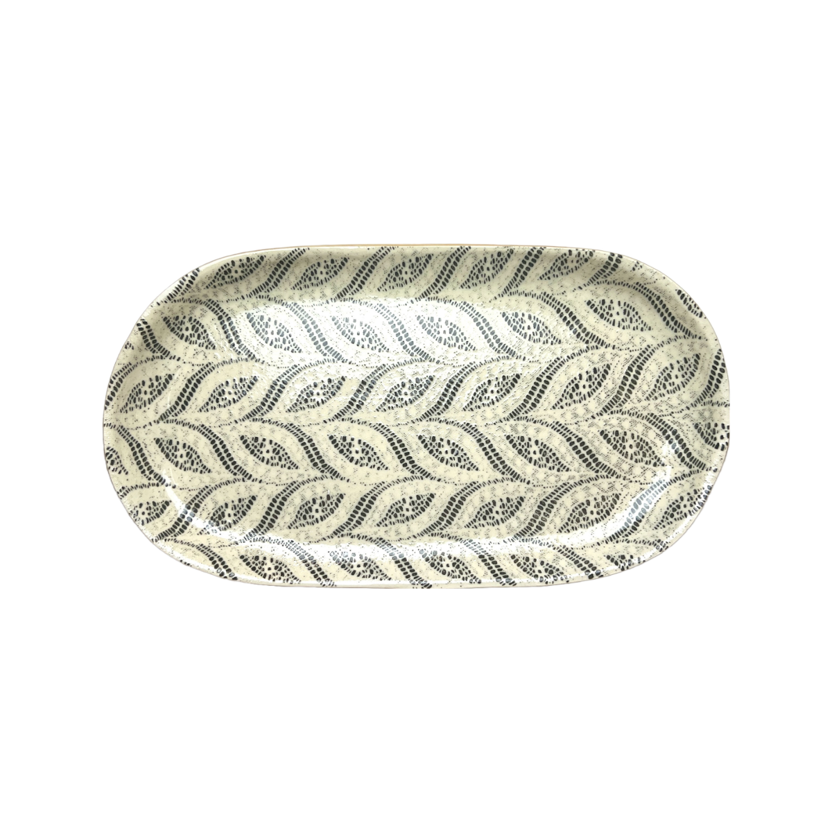 Large Fish Platter - Charcoal Paisley