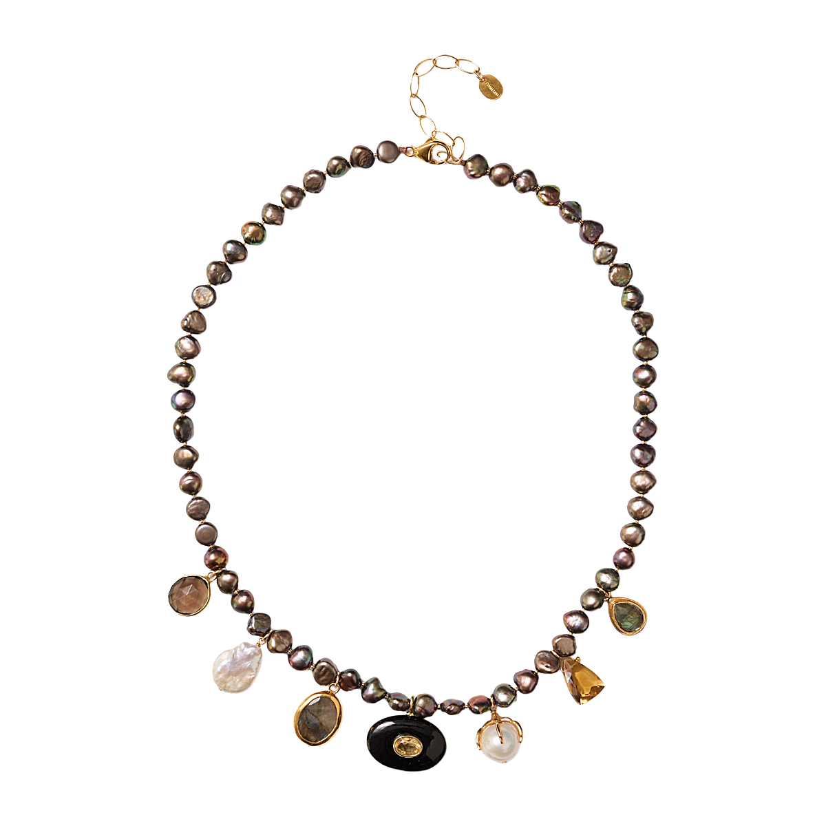 Seed Charm Necklace - Peacock Pearl