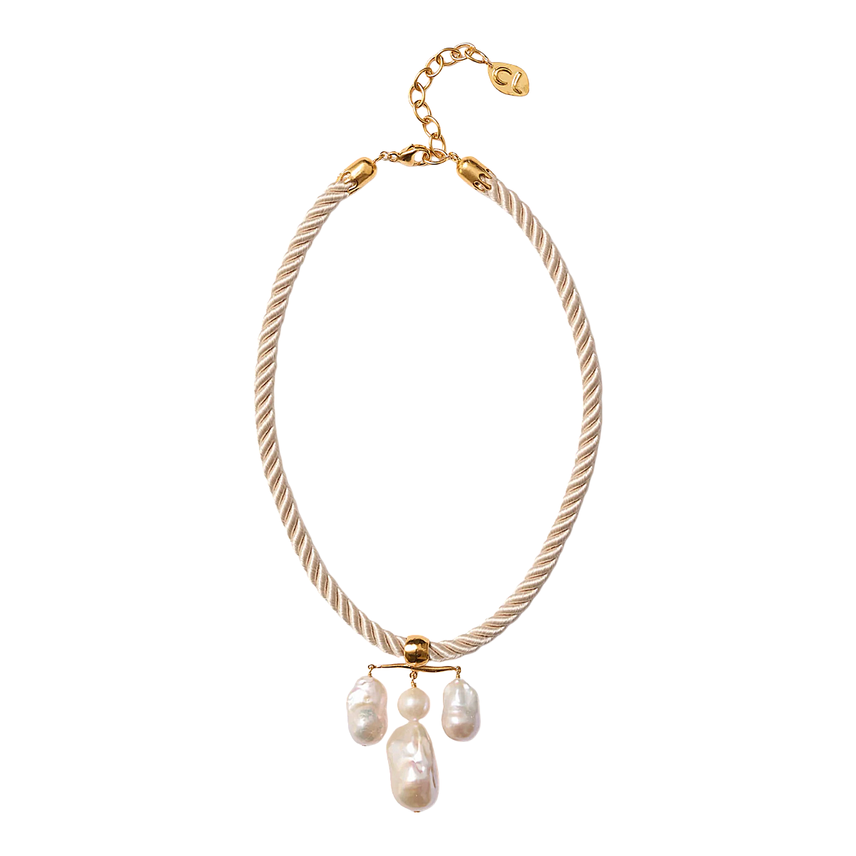 Caroline Twist Cord Necklace - White Pearl